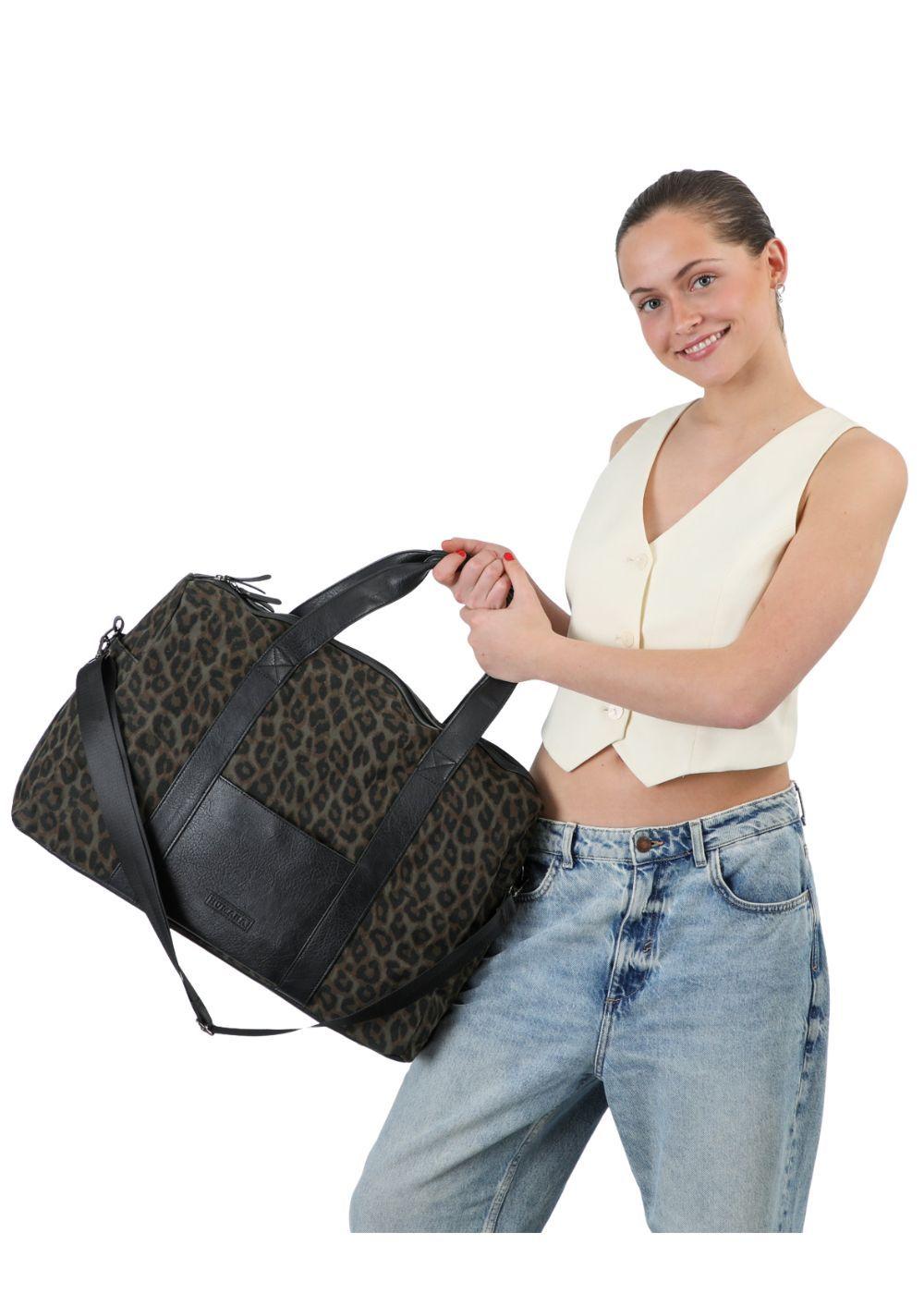 Bolso Otto Canvas Animal Print Verde Viaje Humana-4