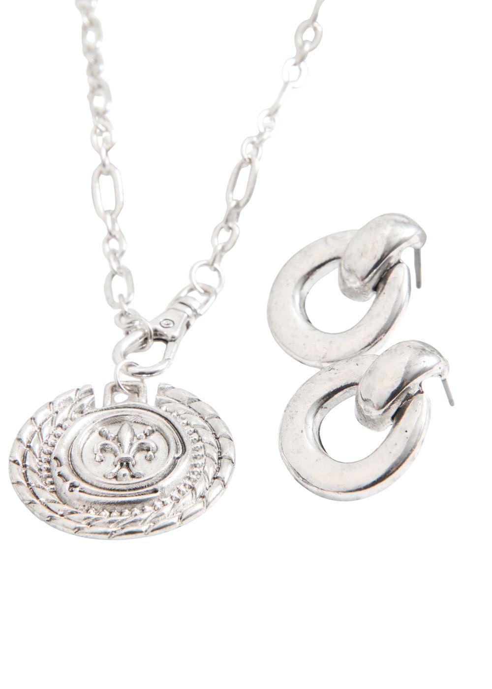 Set de Collar y Aros Royal Plateado Humana-0
