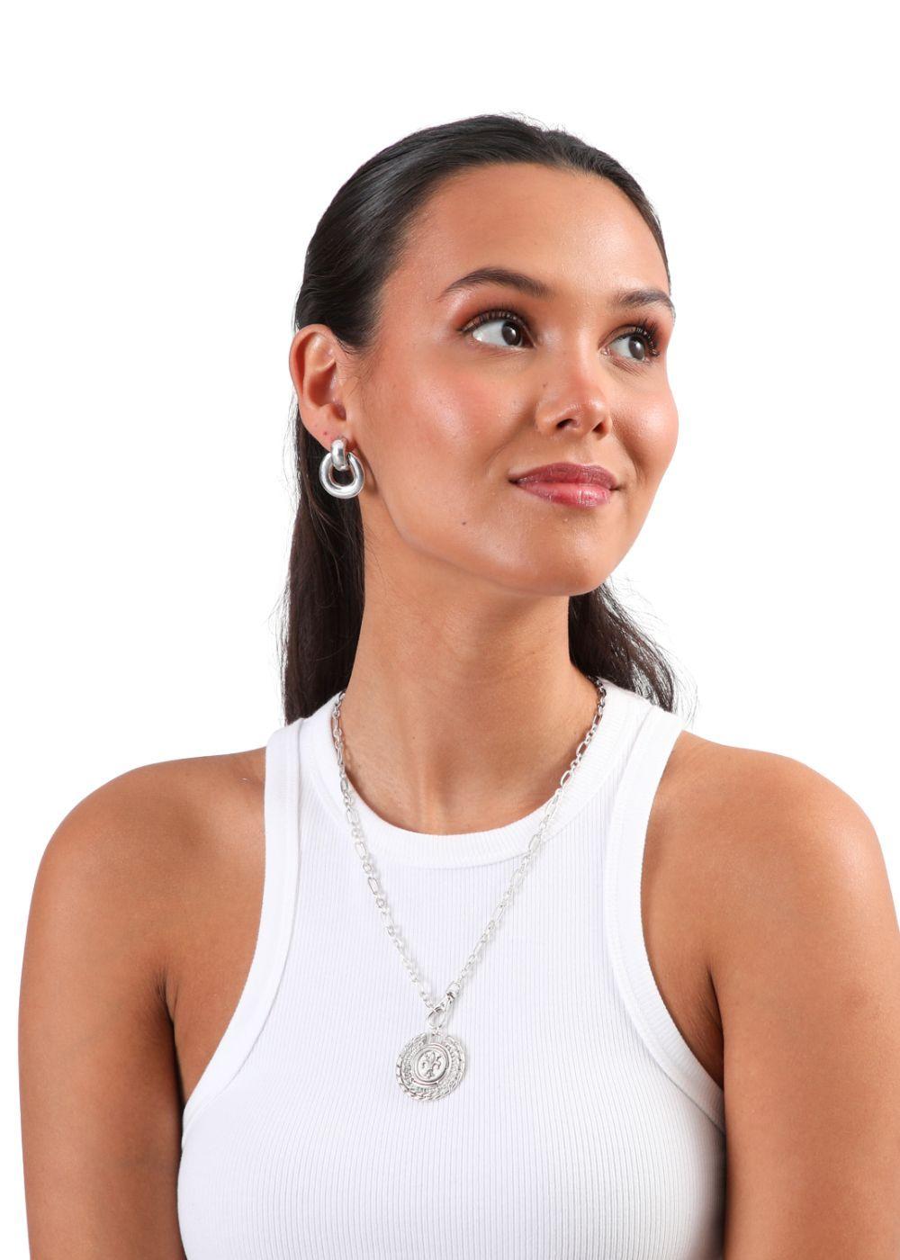 Set de Collar y Aros Royal Plateado Humana-1