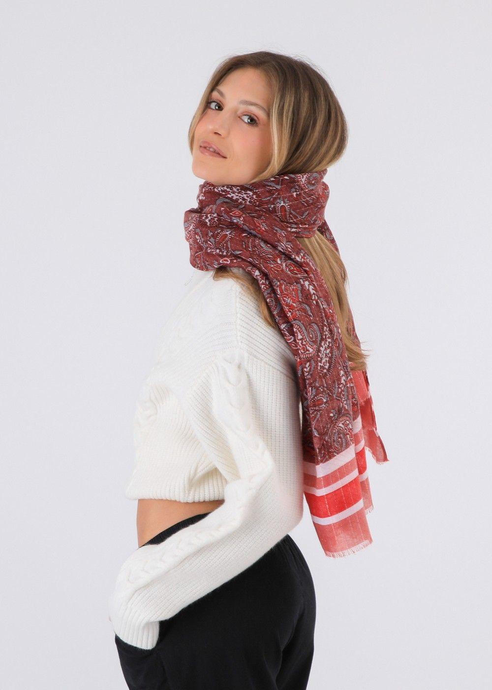 Pañuelo Estampado Pals Burdeo I-D-2