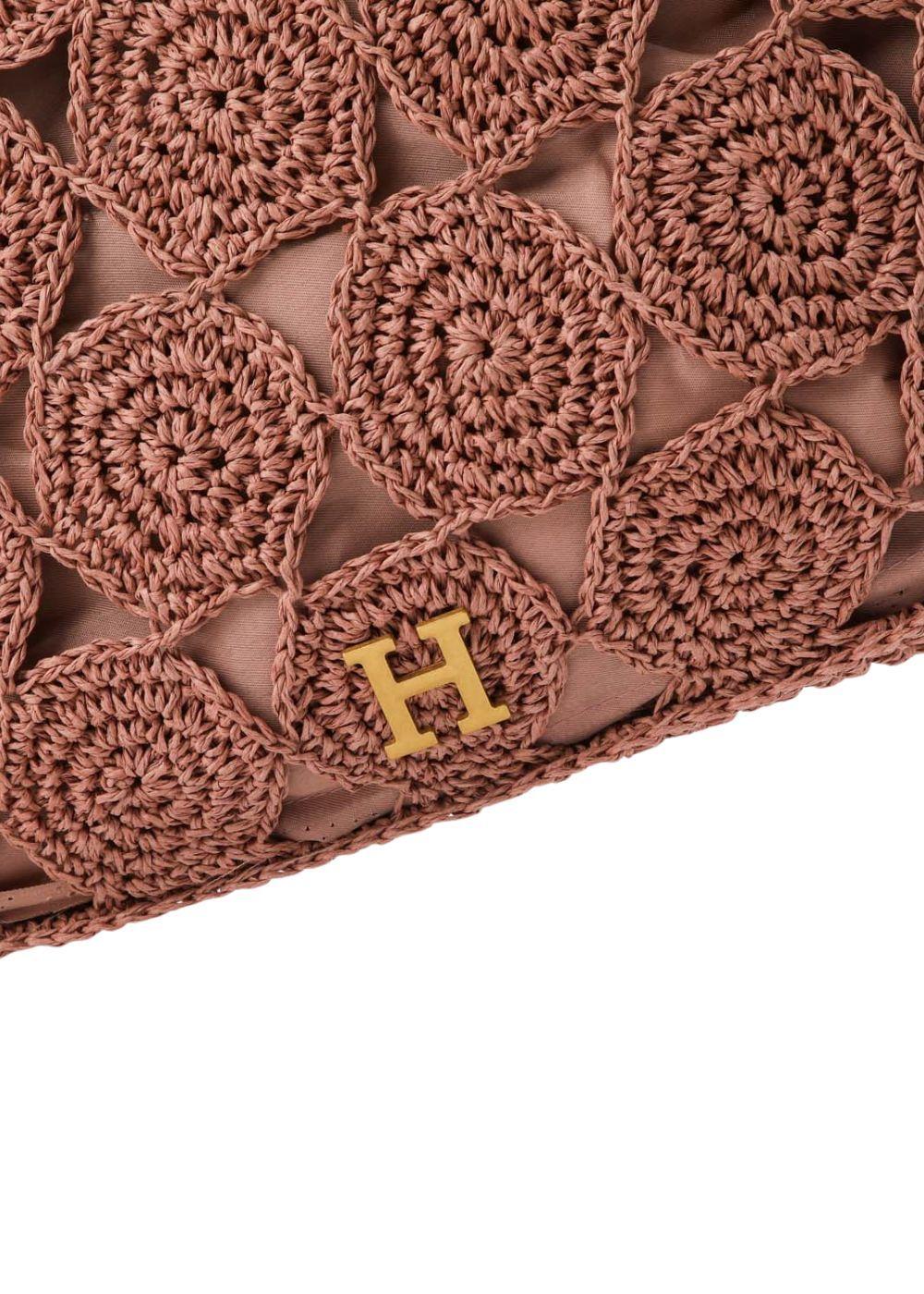 Cartera Tote Mila Tipo rafia tejida rosa Playa Humana-2