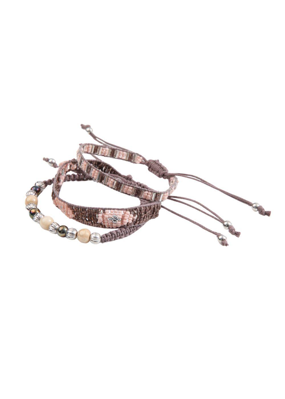 Set de 3 Pulseras Tejida Café Humana-0