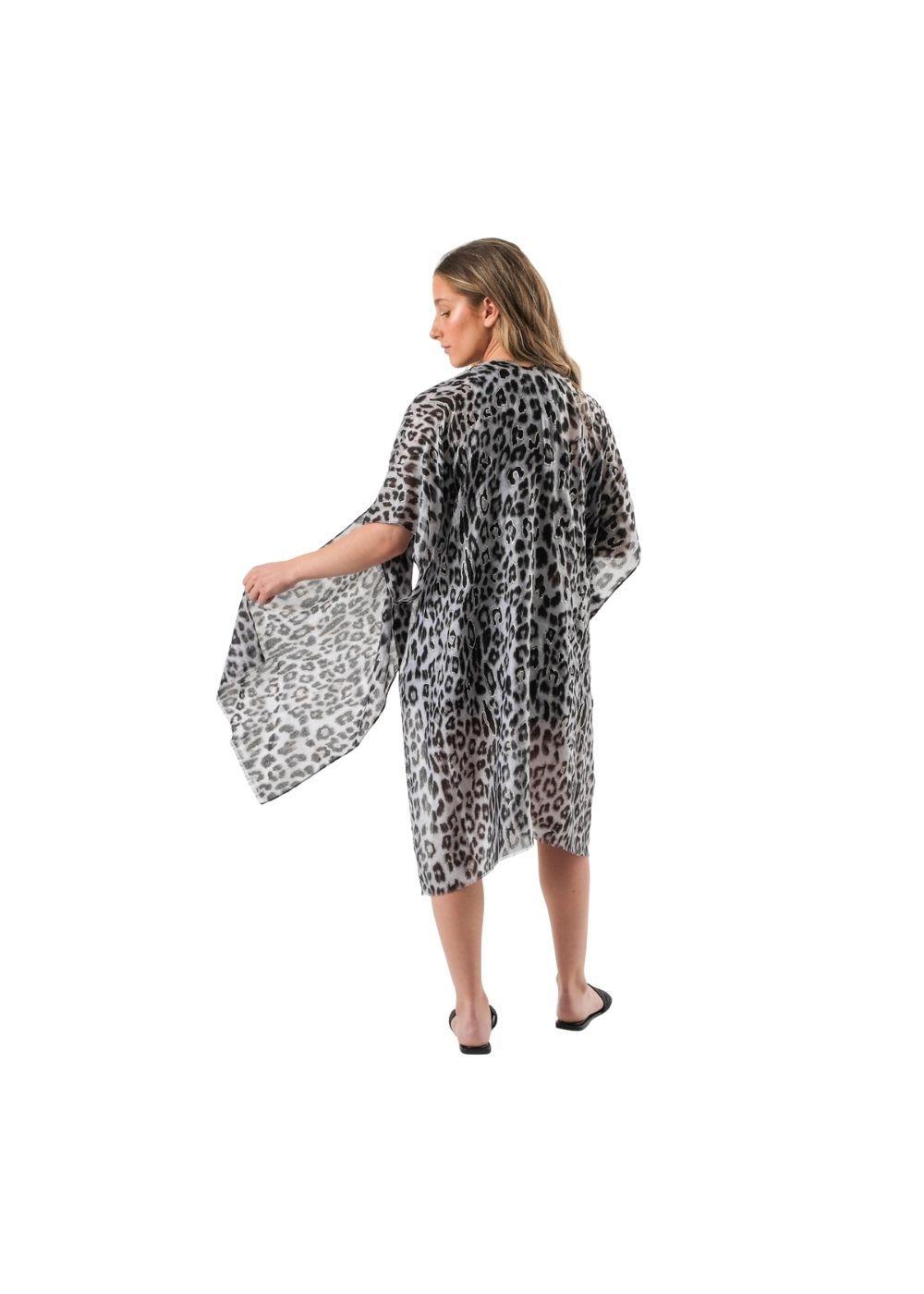 Kimono Abierto Leopard Gris Id-2