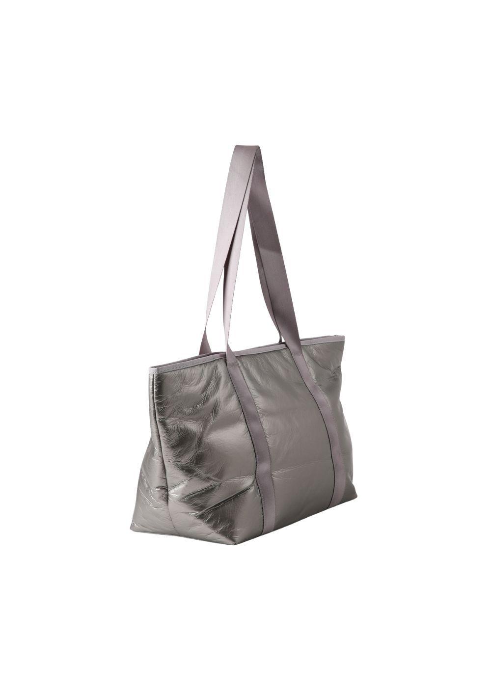 Cartera Tote Dana Nylon Plateado Humana-2