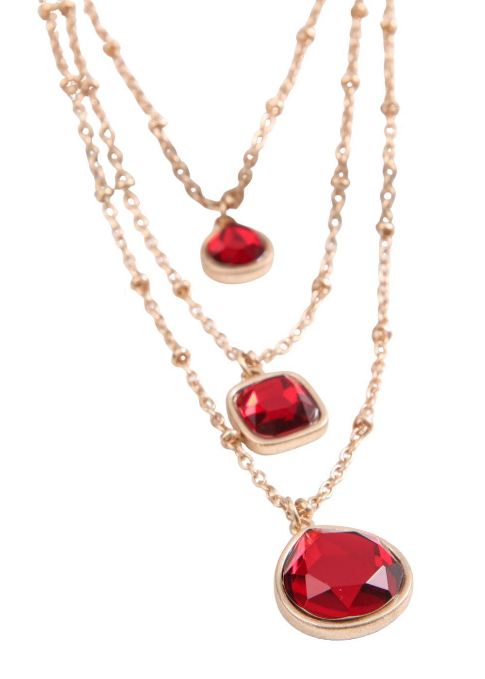 Collar Triple Cadenas Ruby Dorado Humana-0