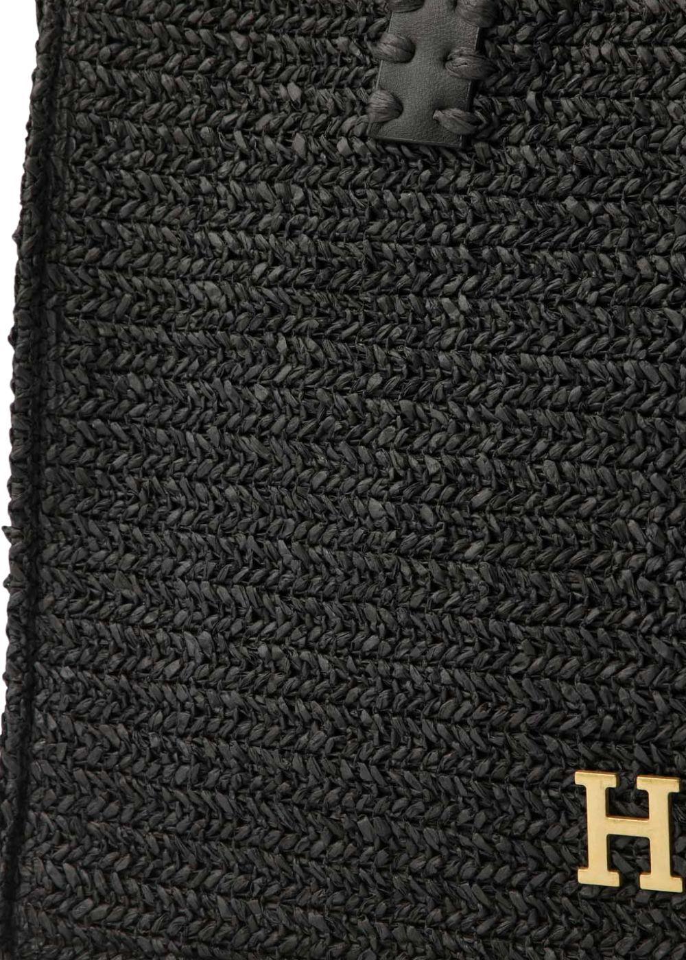 Cartera Tote Meli Tipo rafia tejida negro Playa Humana-3