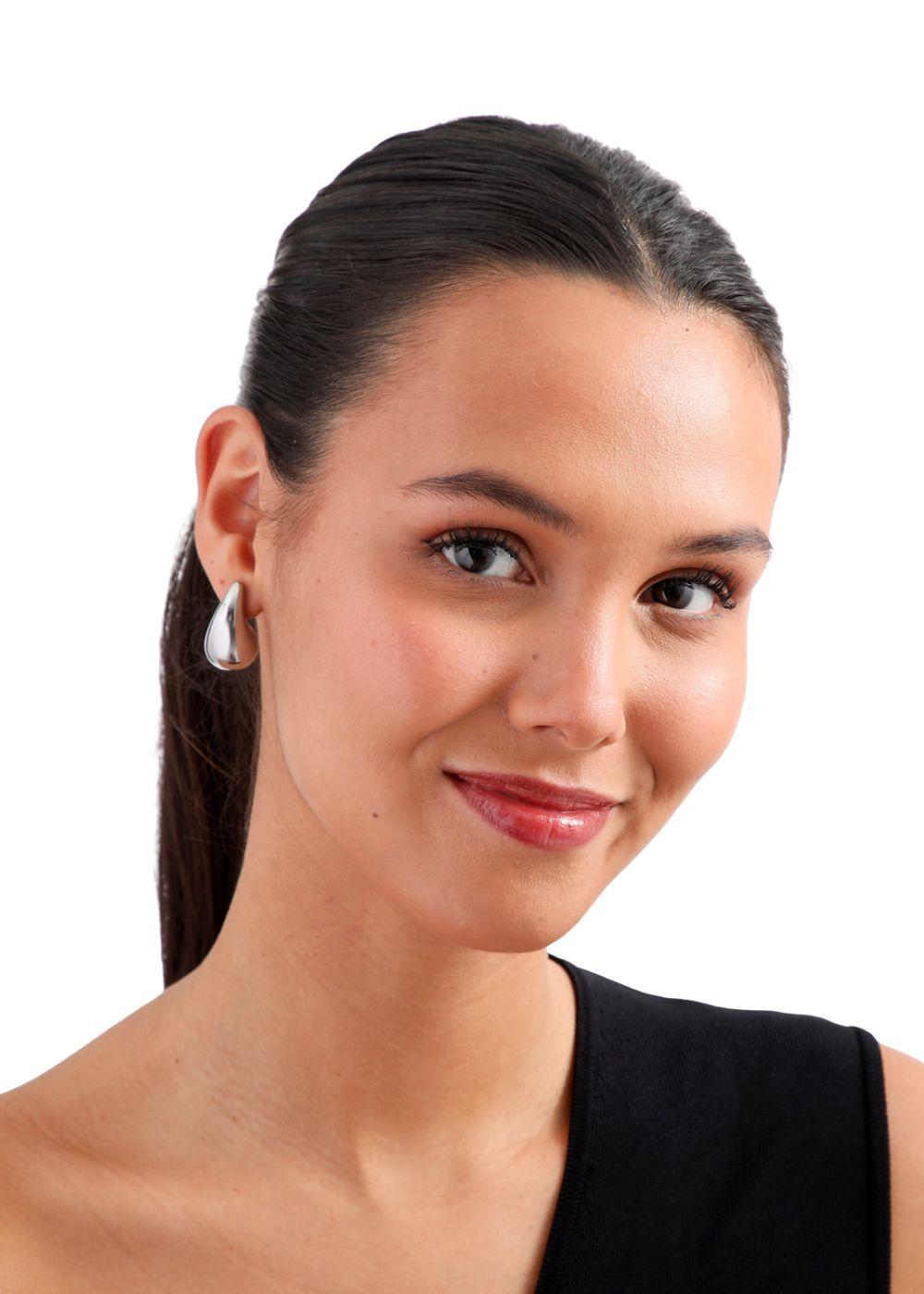 Aros Mediano Plum Plateado Acero Inoxidable Humana-2