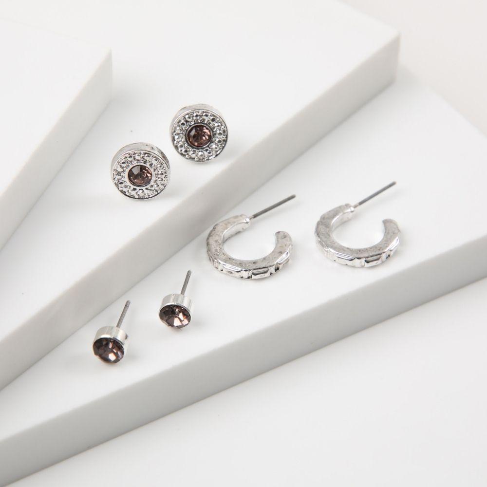 Aros Set Kira Plateado Humana-0