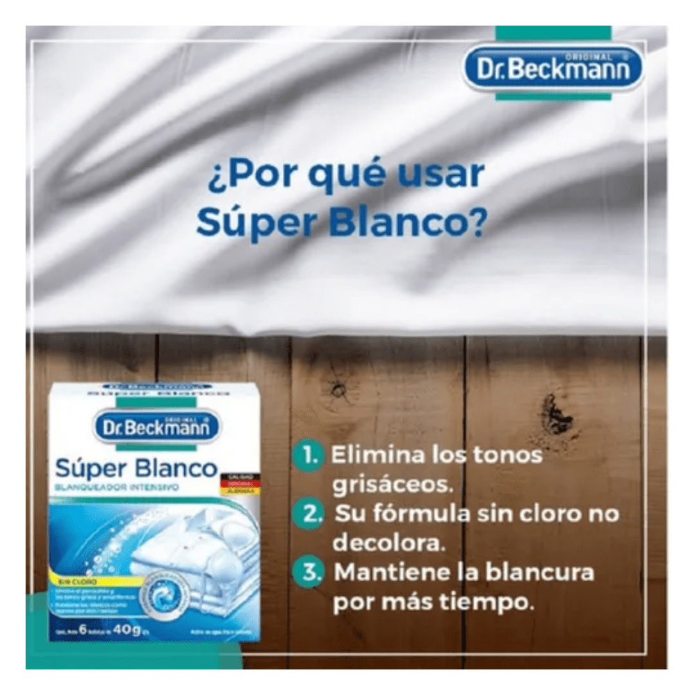 Dr beckmann super blanco blanqueador intensivo sin cloro 40g -1
