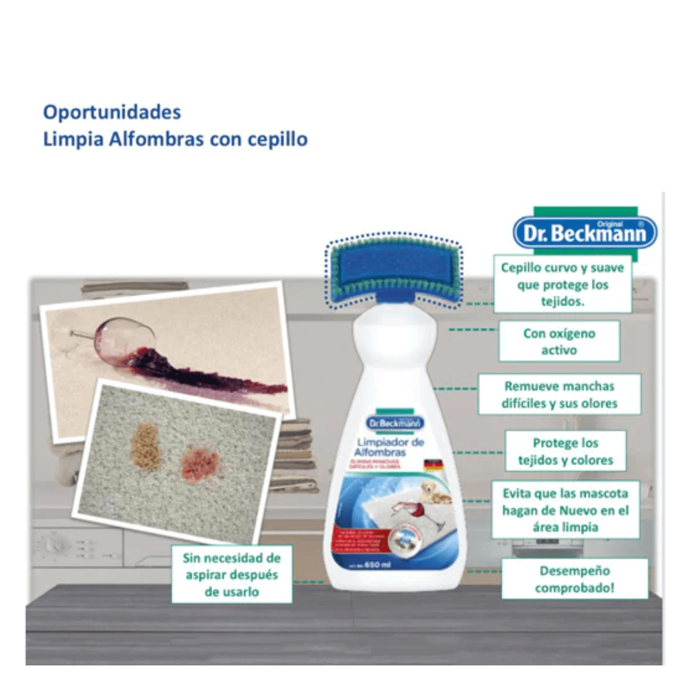 Dr. beckmann limpiador de alfombras elimina manchas 650 ml -1