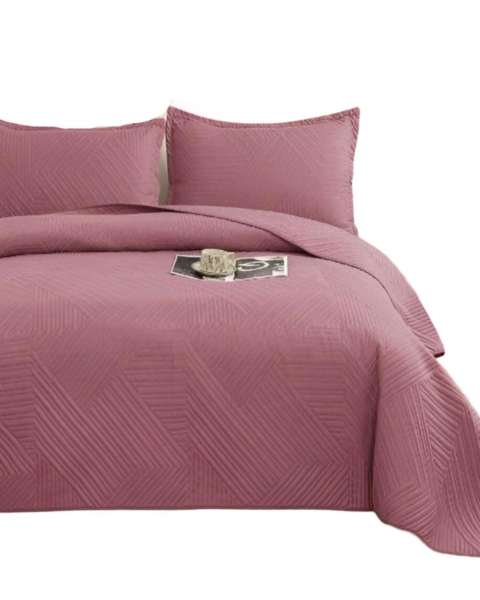COBERTOR DE LUJO QUILT VERANO KING - SUPER KING ROSA-1