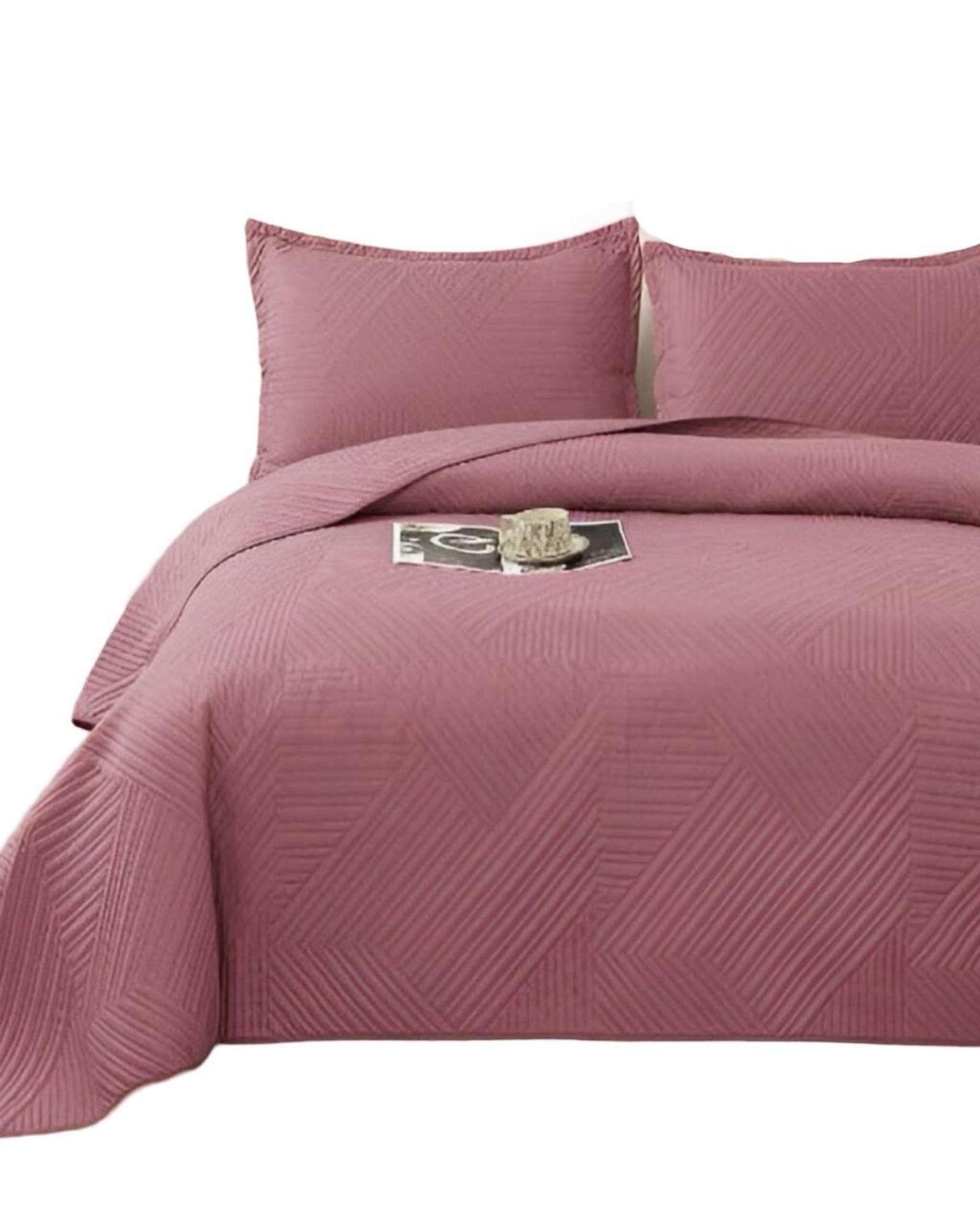 COBERTOR DE LUJO QUILT VERANO KING - SUPER KING ROSA-3