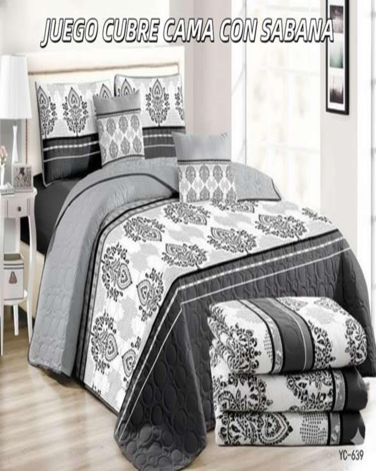 SABANA CON CUBRECAMA DE VERANO 2 PLAZAS + 2 ALMOHADAS s36-3