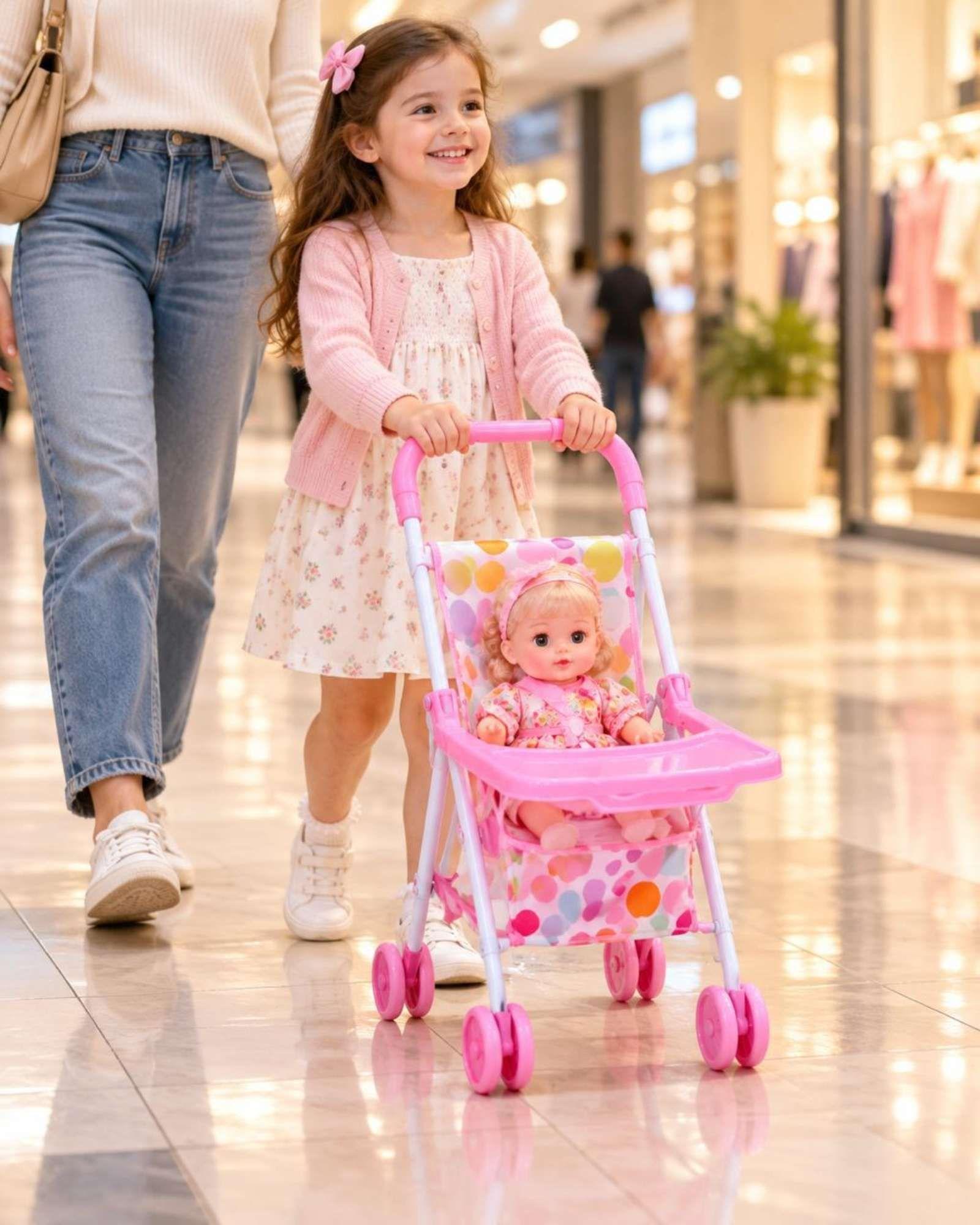 Muñeca Bebe Con Sonidos Y Cochecito Plegable Regalo Infantil Niñas-4