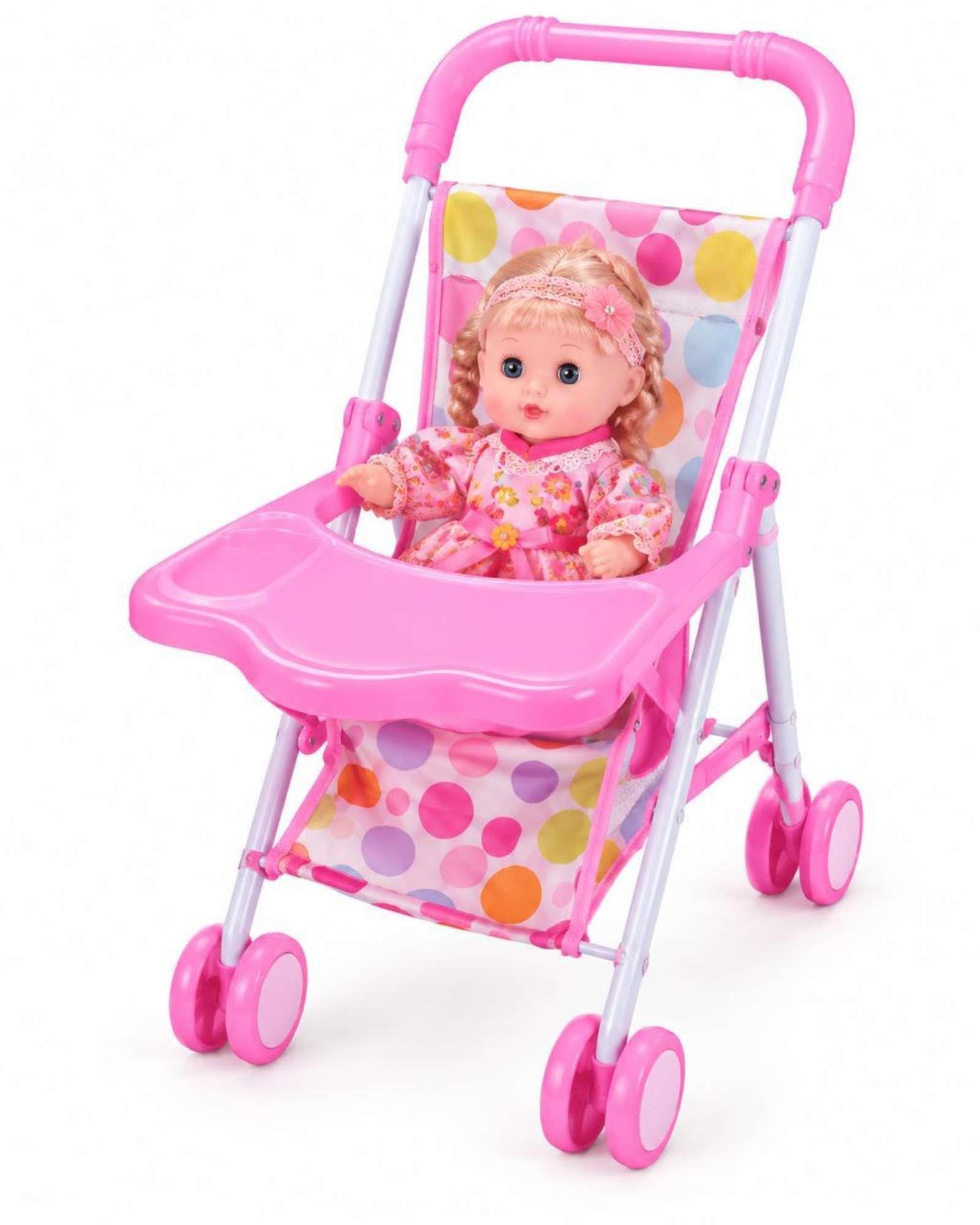 Muñeca Bebe Con Sonidos Y Cochecito Plegable Regalo Infantil Niñas-6