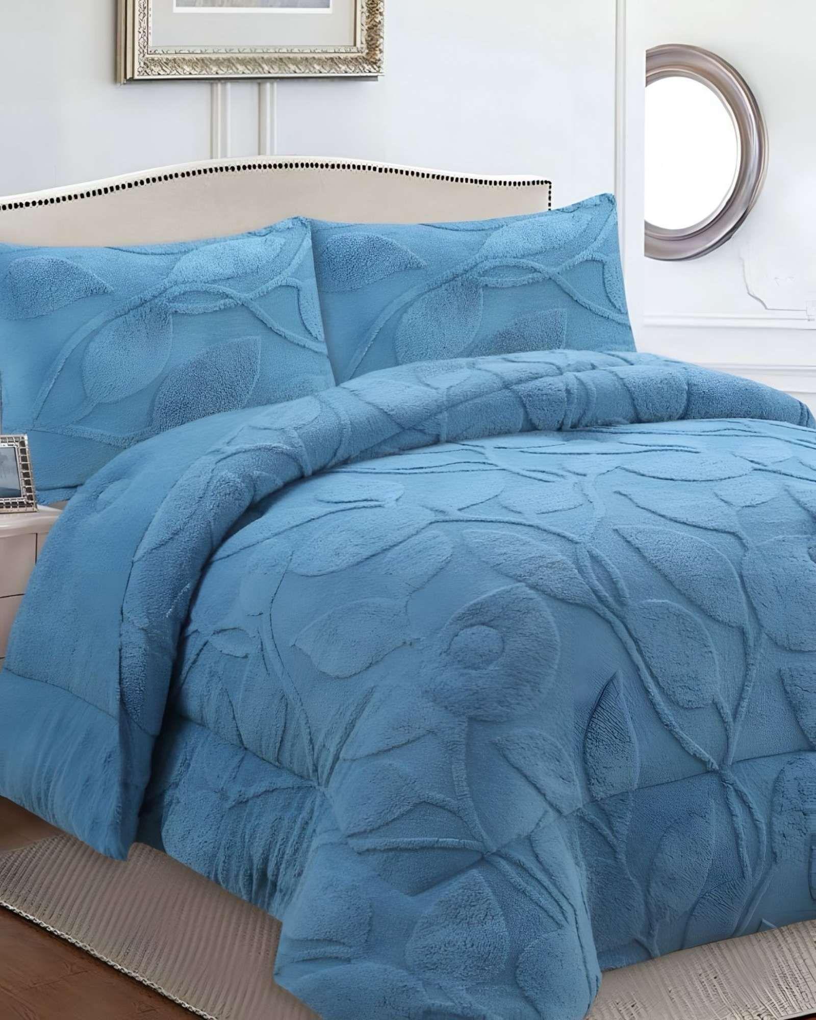 Cubrecama Acolchado con chiporro diseño Texturizado Hojas King K3-3