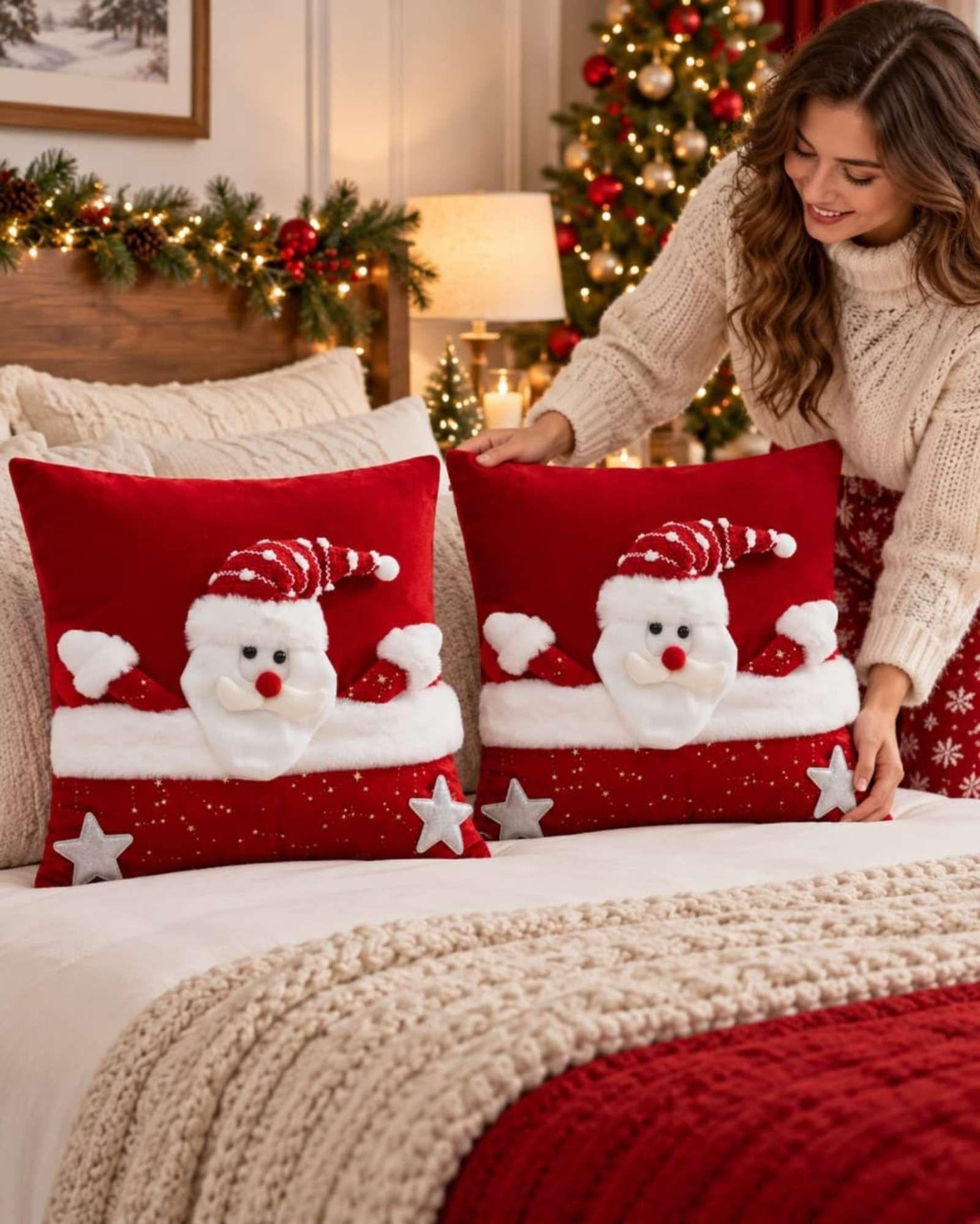 Pack de 2 Fundas para Cojín de Navidad 45x45 cm 5-1