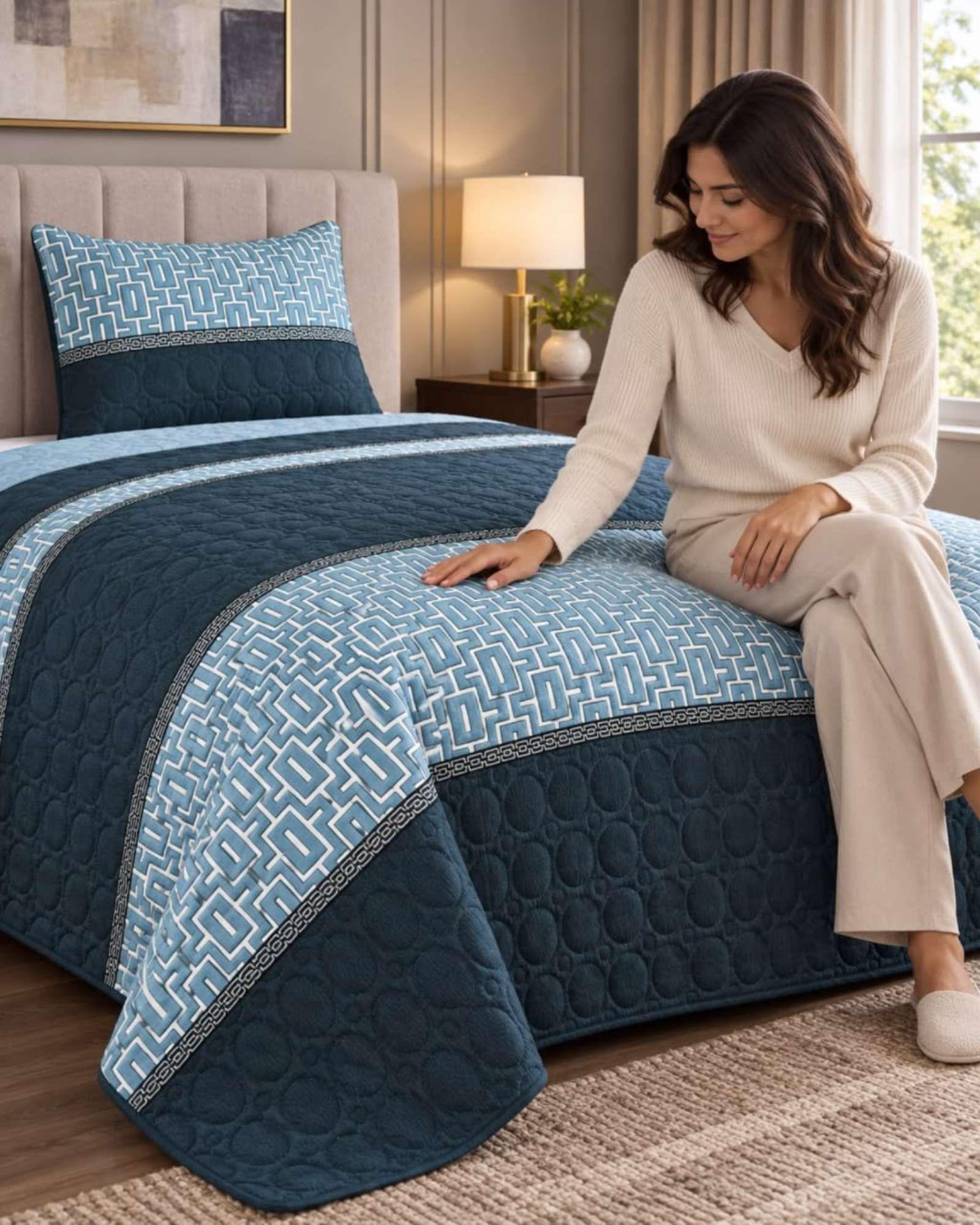 Cubrecama Quilts Plaza y Media  Con Funda De Almohada C2-1