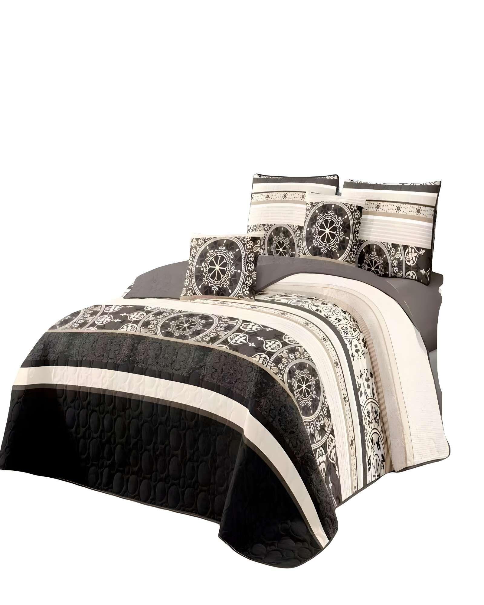 CUBRECAMA CON DISEÑOS  KING 250 X 270 CM + 2 ALMOHADAS P16-2