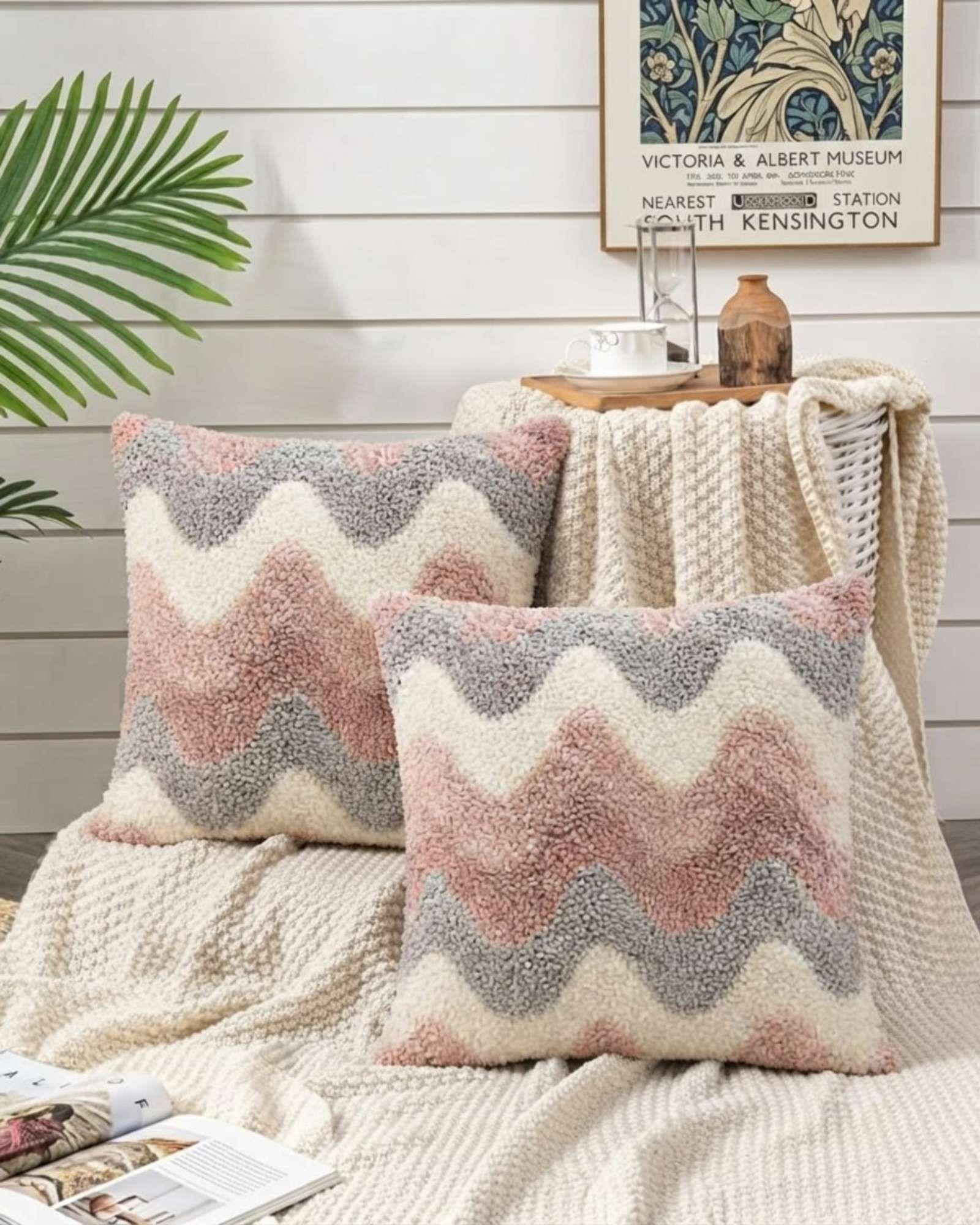Pack De Fundas Decorativas Peludo Texturizada Con Ondas 4 Fundas-7