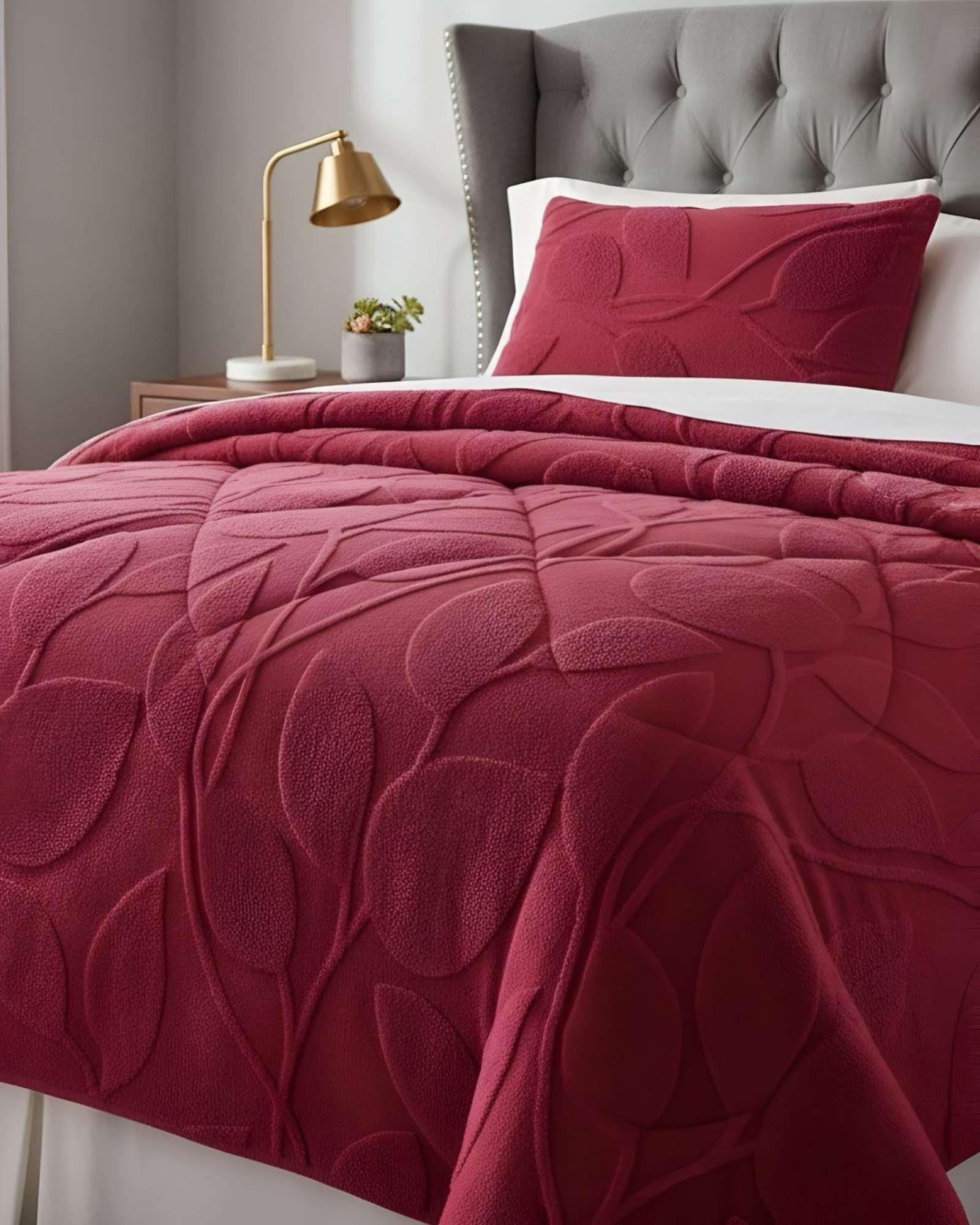 Cubrecama Acolchado con chiporro diseño Texturizado Hojas King K10-4