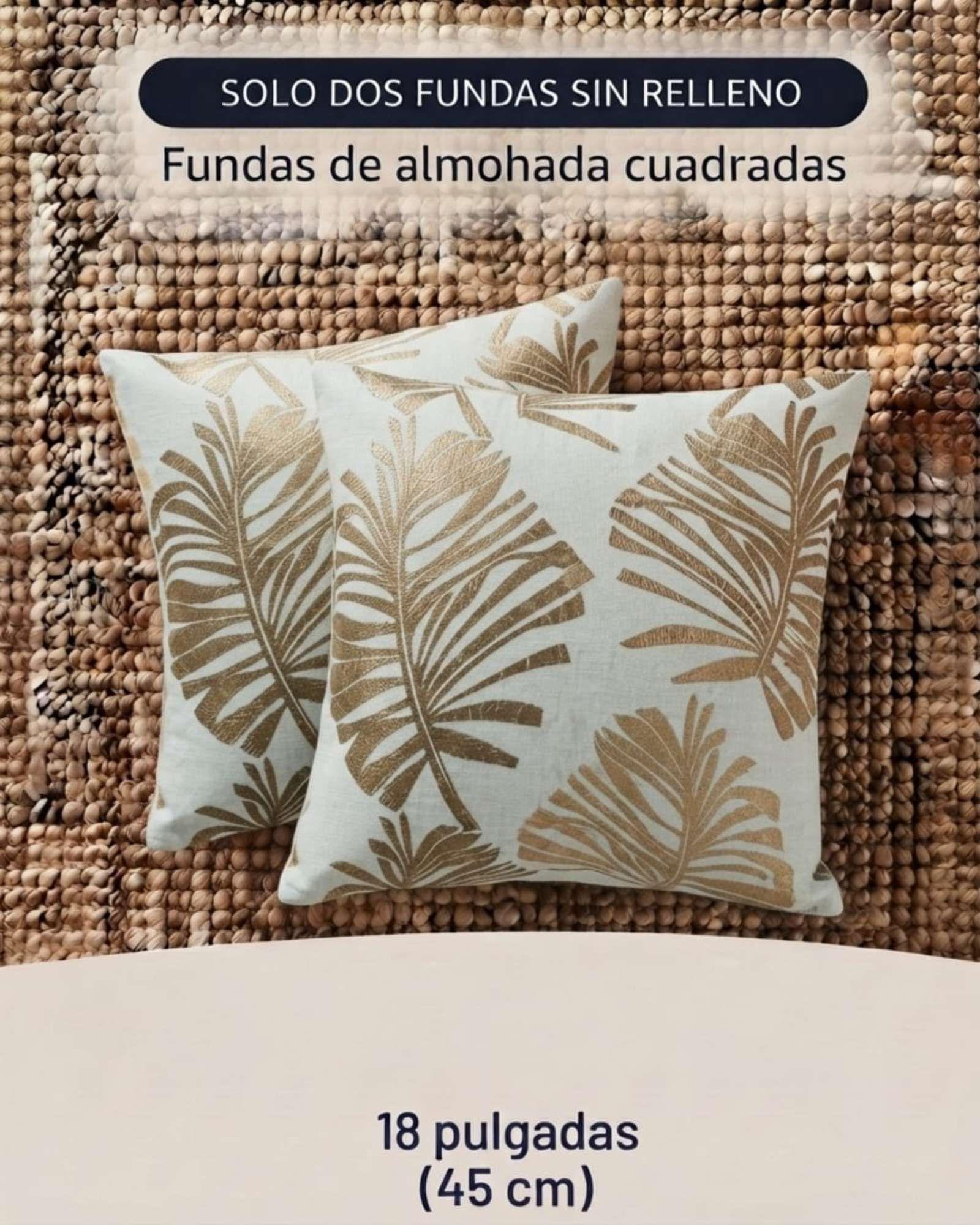 Pack de 2 Fundas de Cojín Jacquard Hojas Tropicales Colección Jardín Botánico-6