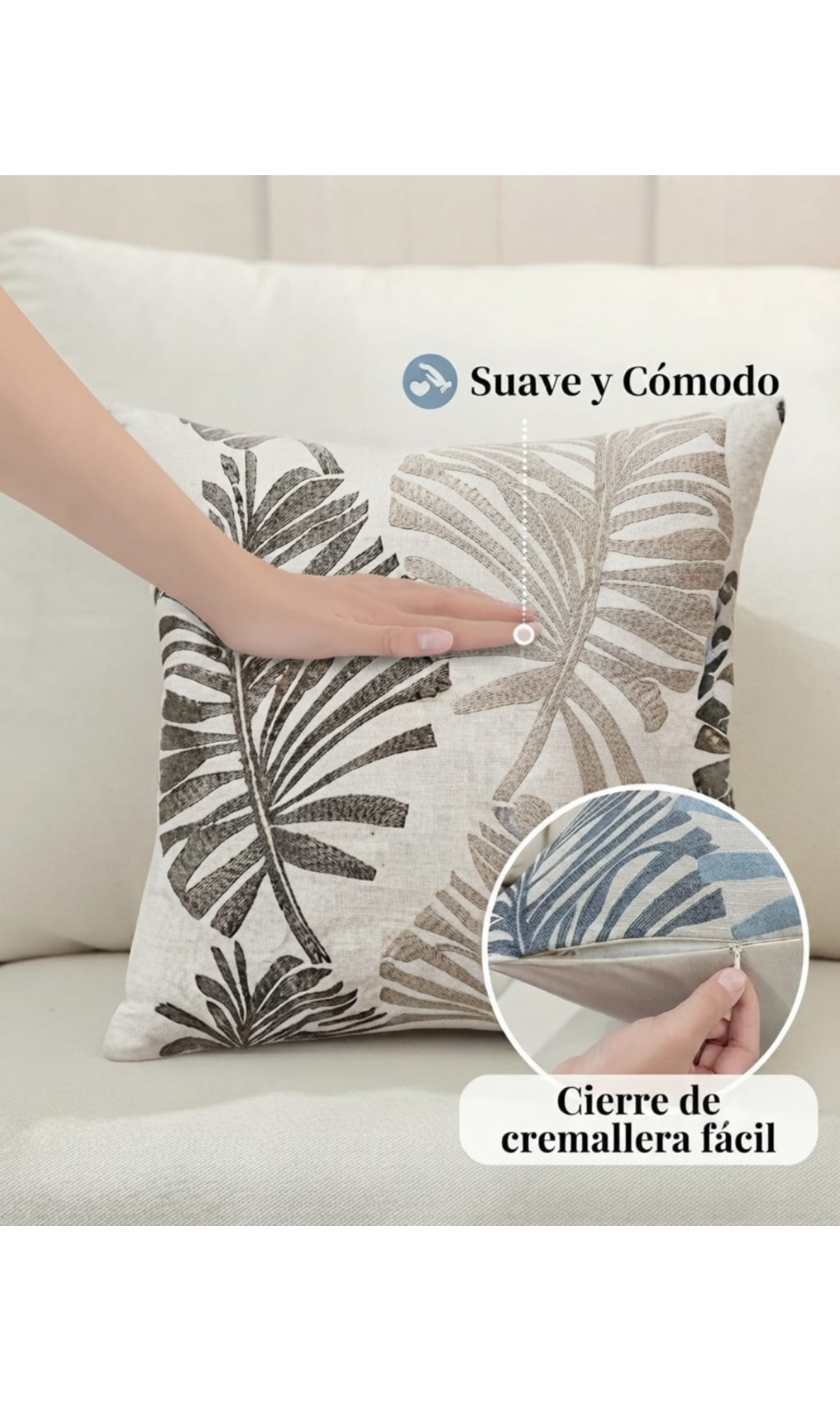 Pack de 2 Fundas de Cojín Jacquard Hojas Tropicales Colección Jardín Botánico-5