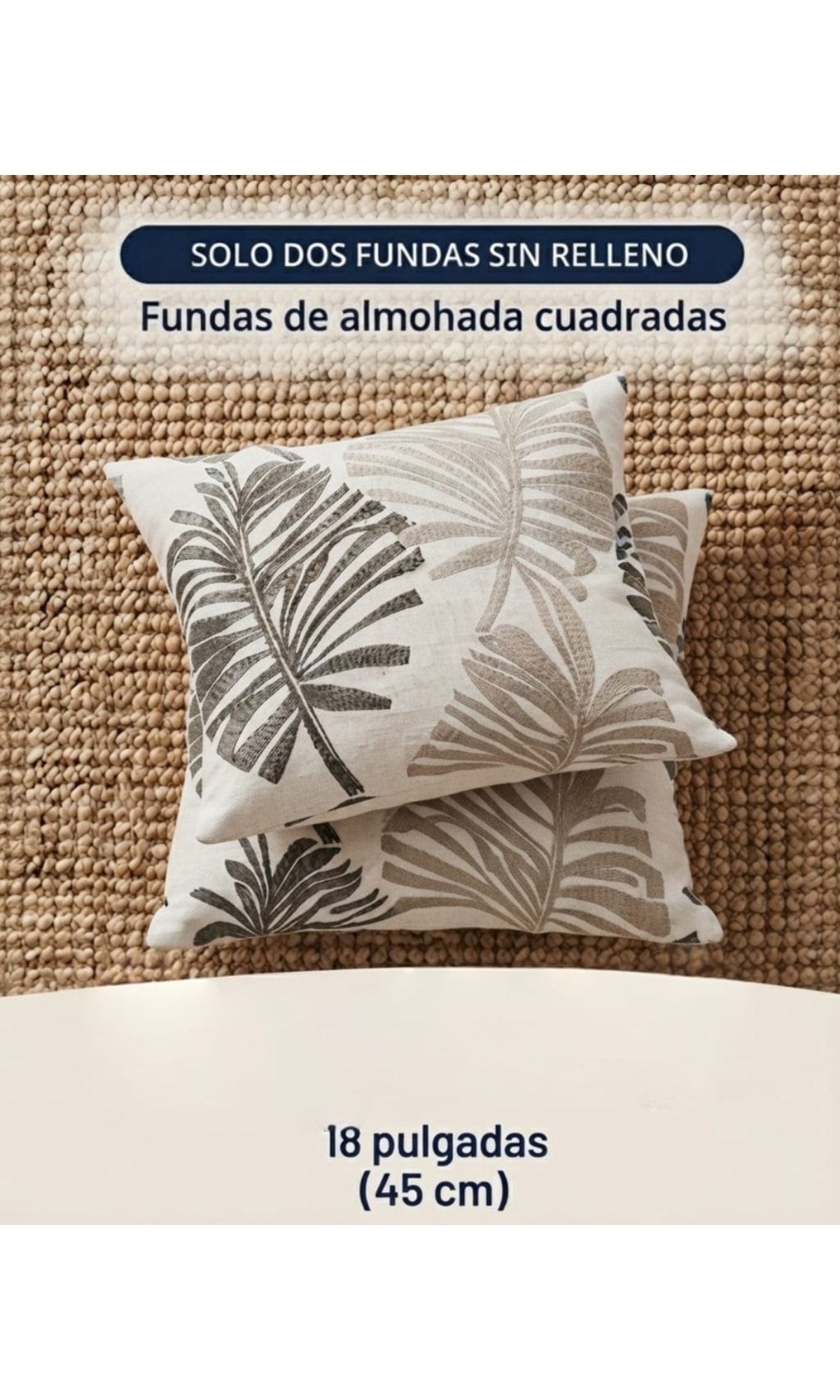 Pack de 2 Fundas de Cojín Jacquard Hojas Tropicales Colección Jardín Botánico-6
