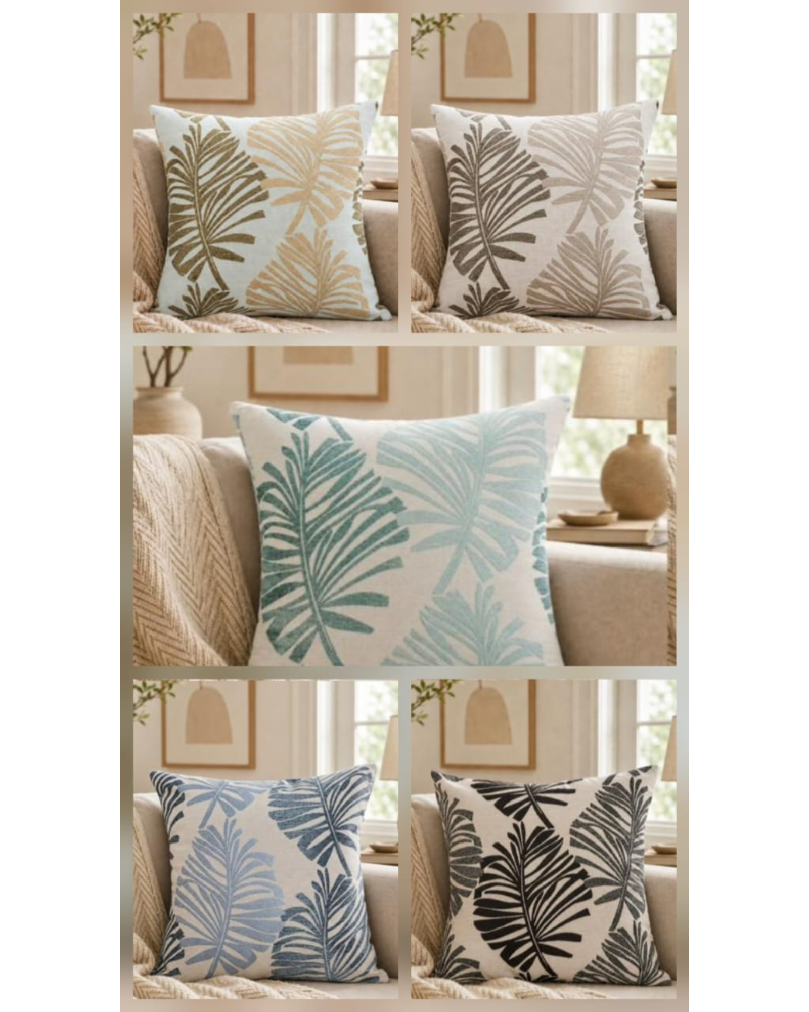 Pack de 2 Fundas de Cojín Jacquard Hojas Tropicales Colección Jardín Botánico-7