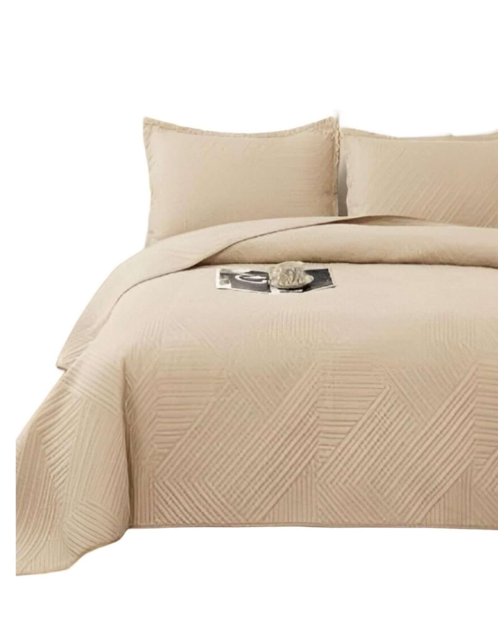 COBERTOR DE LUJO QUILT VERANO KING - SUPER KING BEIGE-3