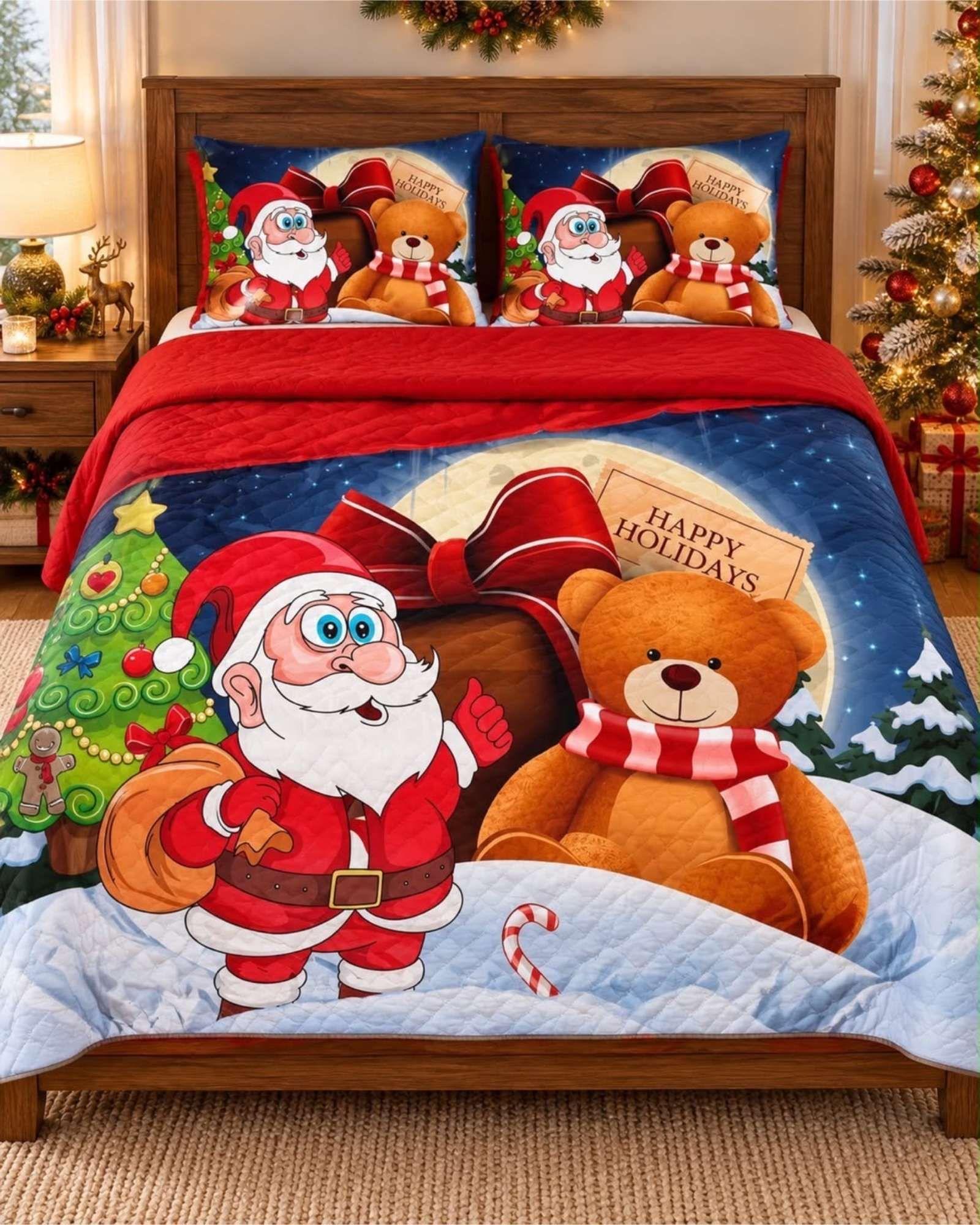 Cubrecama Quilt Navideño 2 Plazas con Diseño  A2-4