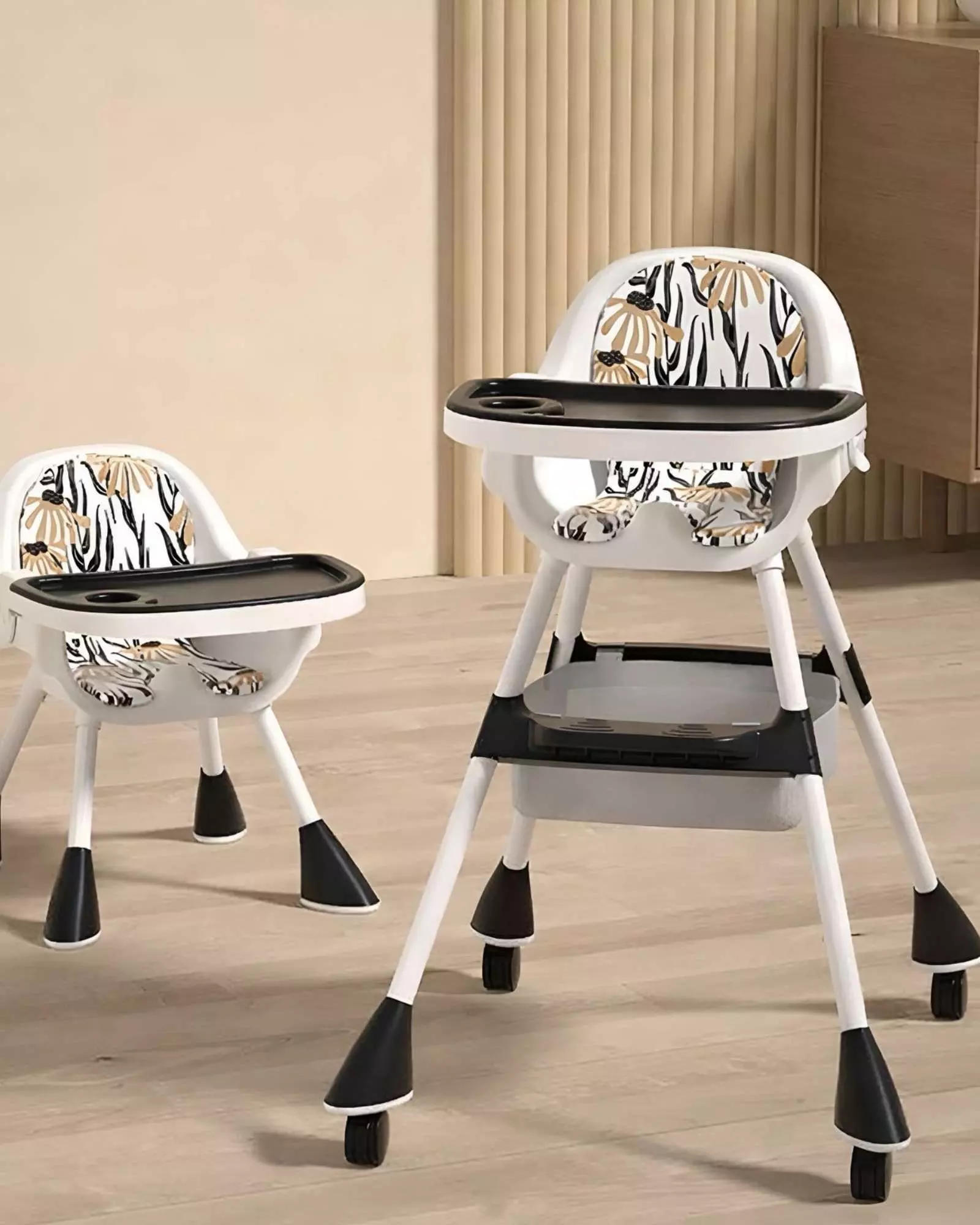 Silla de Comer multifuncional 3 en 1 para Bebé Negro-3