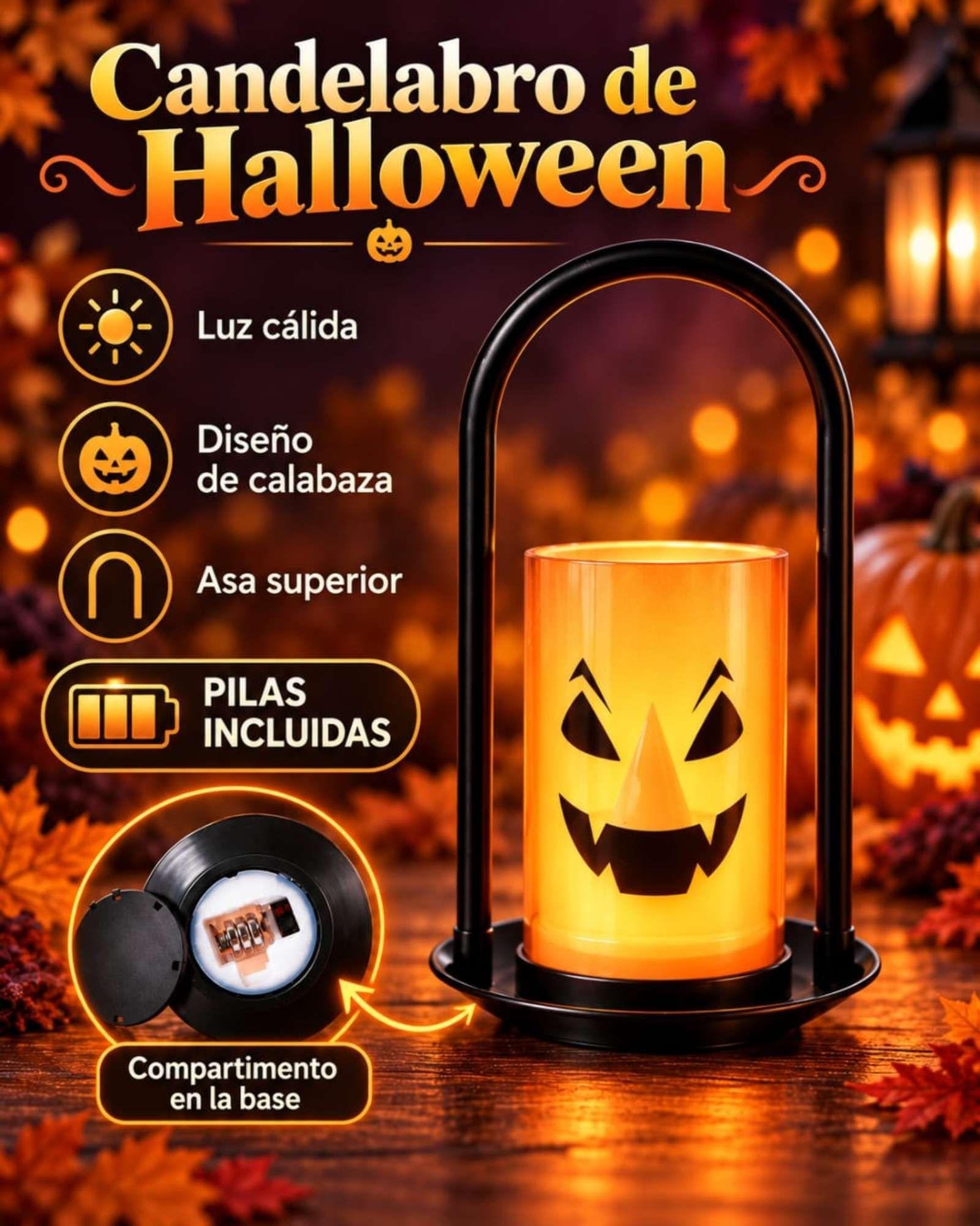 Pack 6 Candelabros LED Halloween Calabaza-4