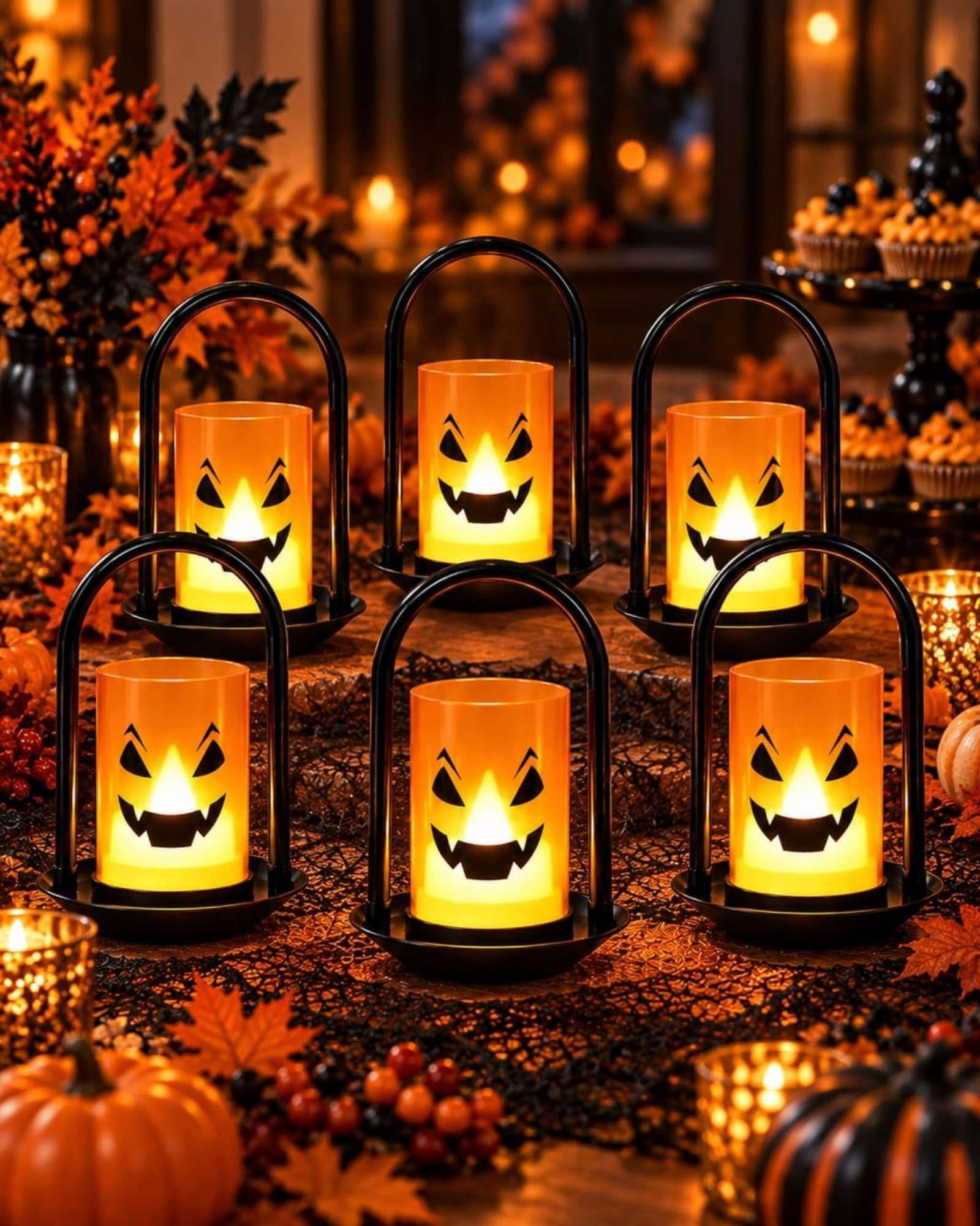 Pack 6 Candelabros LED Halloween Calabaza-6