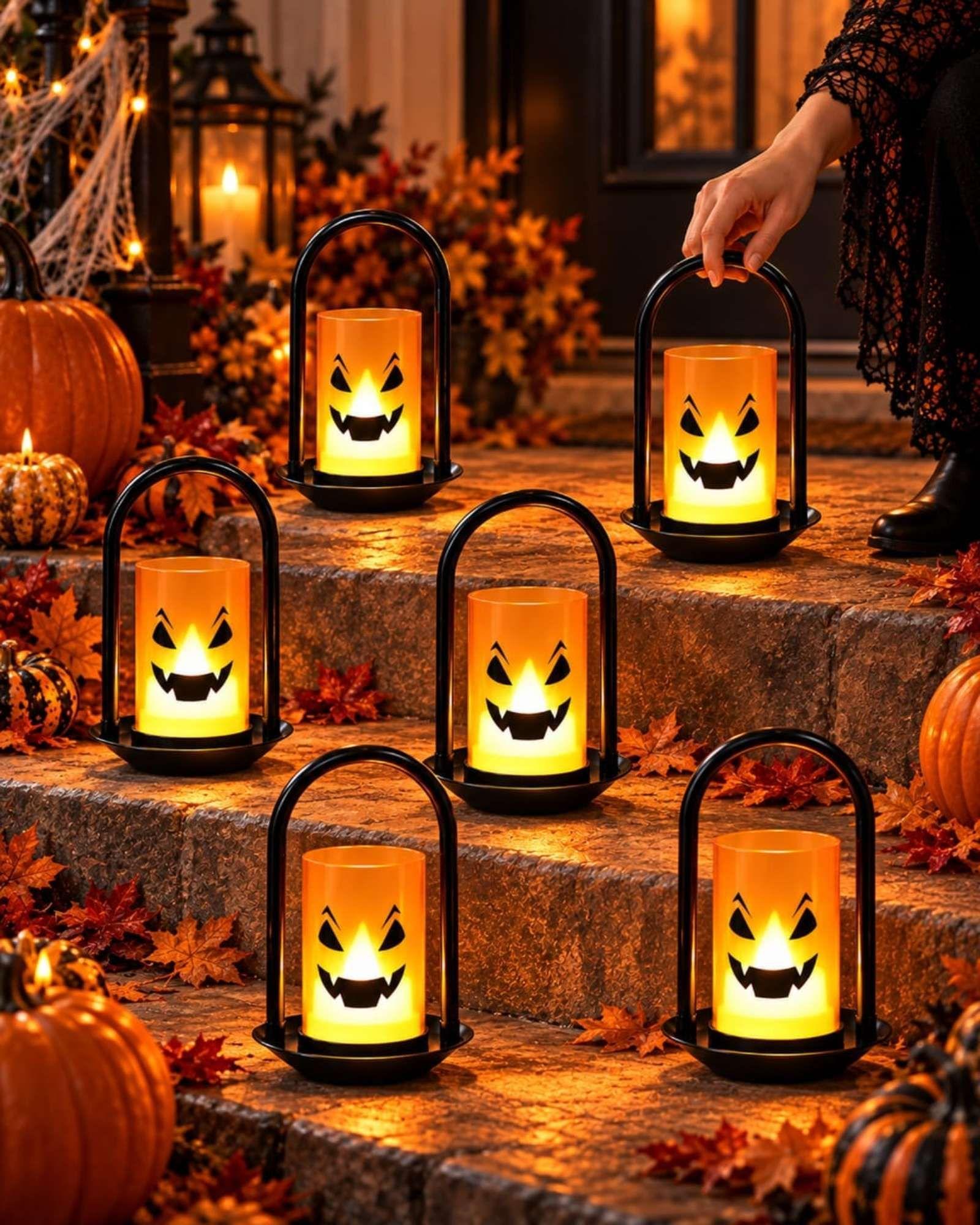 Pack 6 Candelabros LED Halloween Calabaza-7