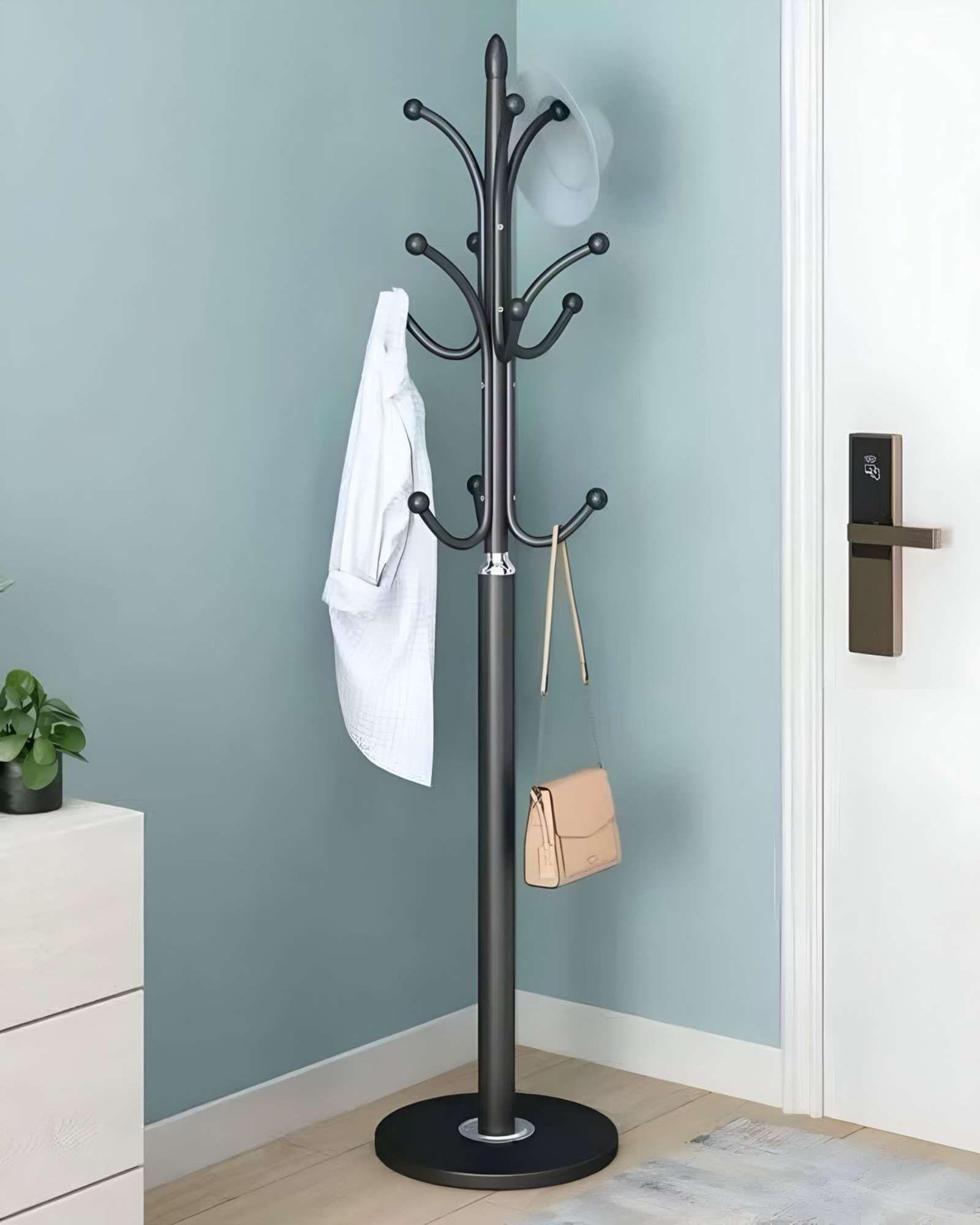 PERCHERO DE PIE COLGADOR DE ROPA Y ACCESORIOS NEGRO-2