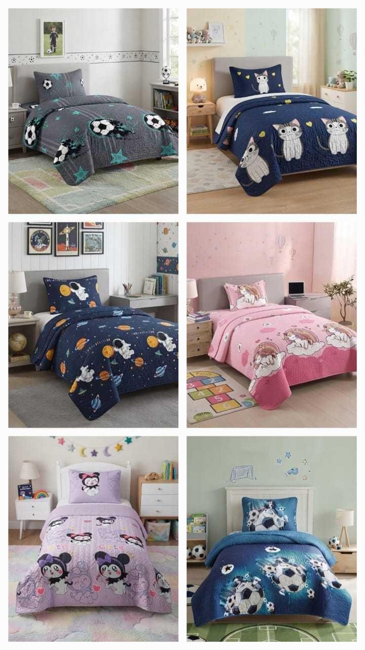 Cubrecama Quilt de Verano Plaza y Media Diseños Infantiles Mas Funda.-6