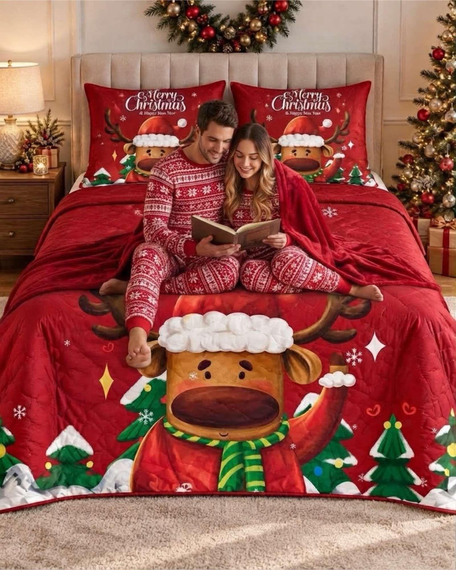 Cubrecama Quilt Navideño 2 Plazas con Diseño  A3-2