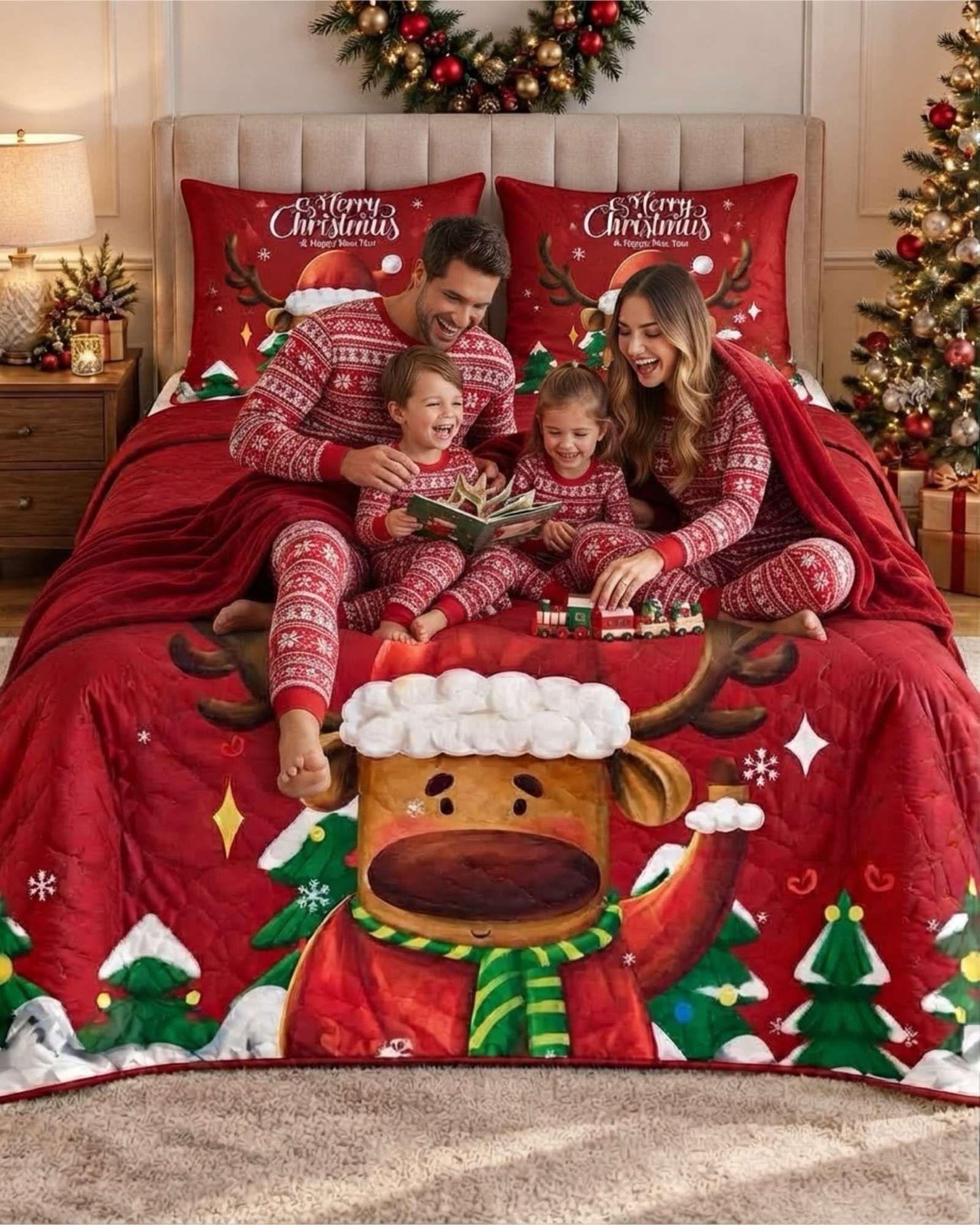 Cubrecama Quilt Navideño 2 Plazas con Diseño  A3-4
