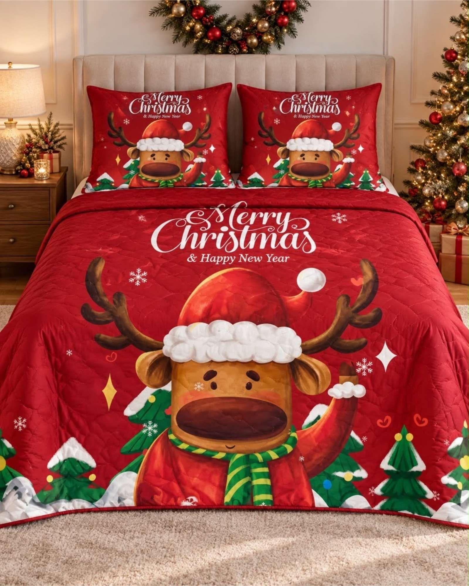 Cubrecama Quilt Navideño 2 Plazas con Diseño  A3-5