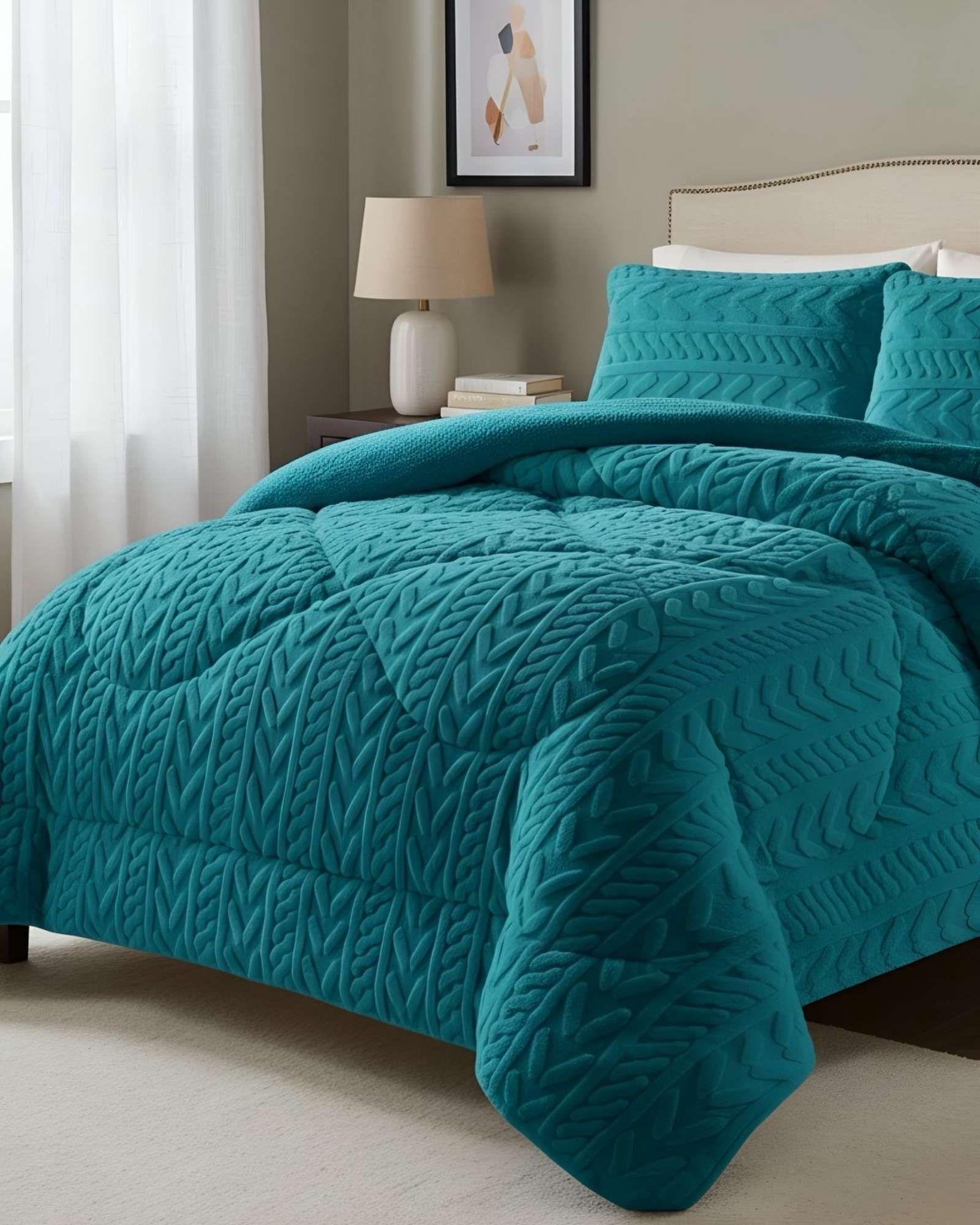 COBERTOR ELEGANTE DE INVIERNO CON CHIPORRO PLAZA Y MEDIA20-2