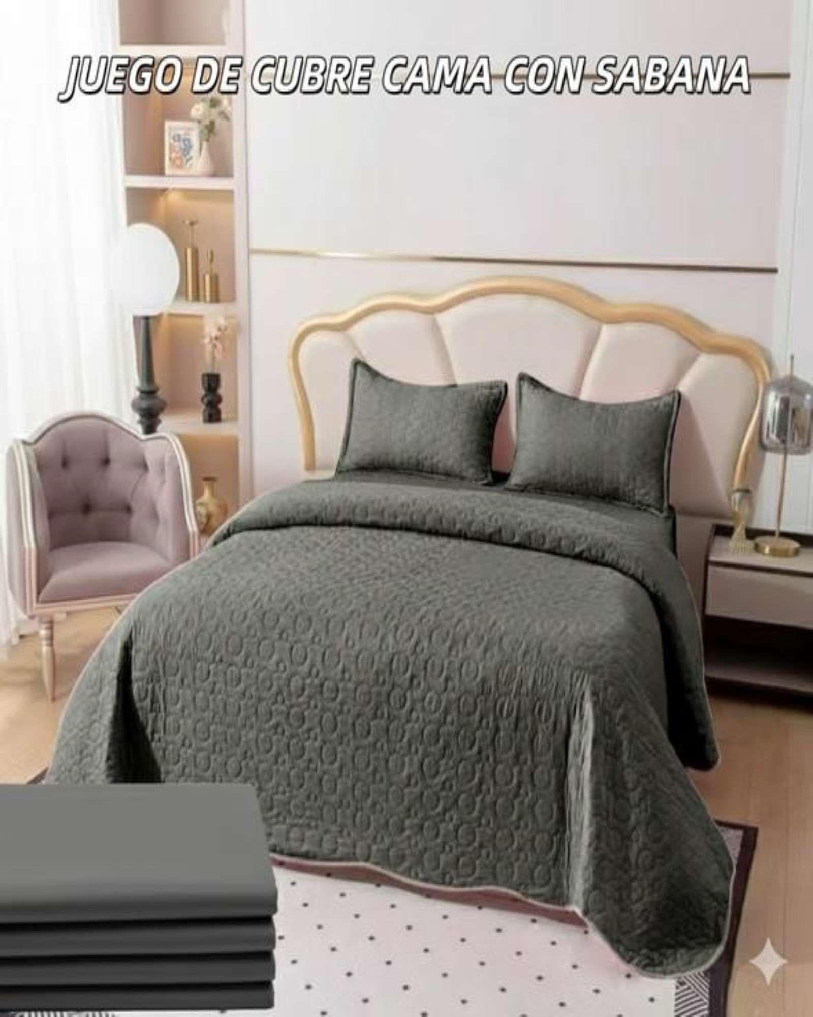 SABANA CON CUBRECAMA DE VERANO 2 PLAZAS + 2 ALMOHADAS s49-3