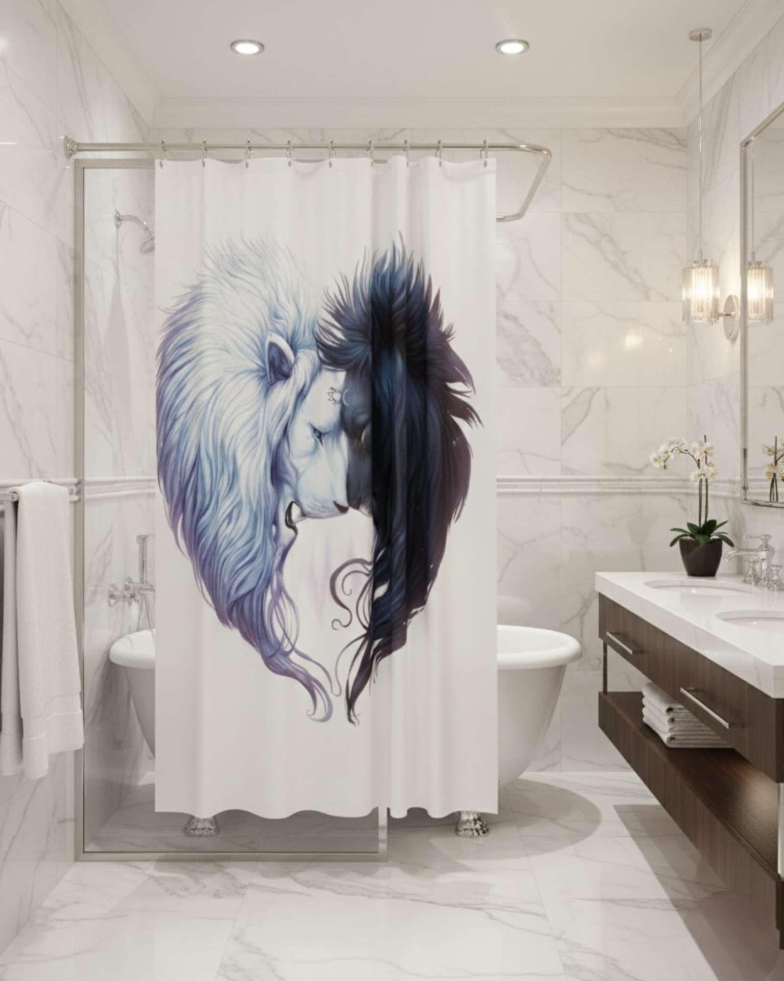 Juego de Cortina de Baño Tela Género + Forro Impermeable T37-1
