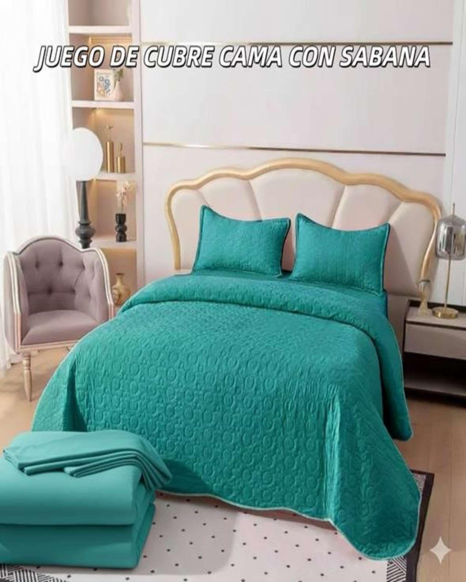 SABANA CON CUBRECAMA DE VERANO KING + 2 ALMOHADAS s59-3