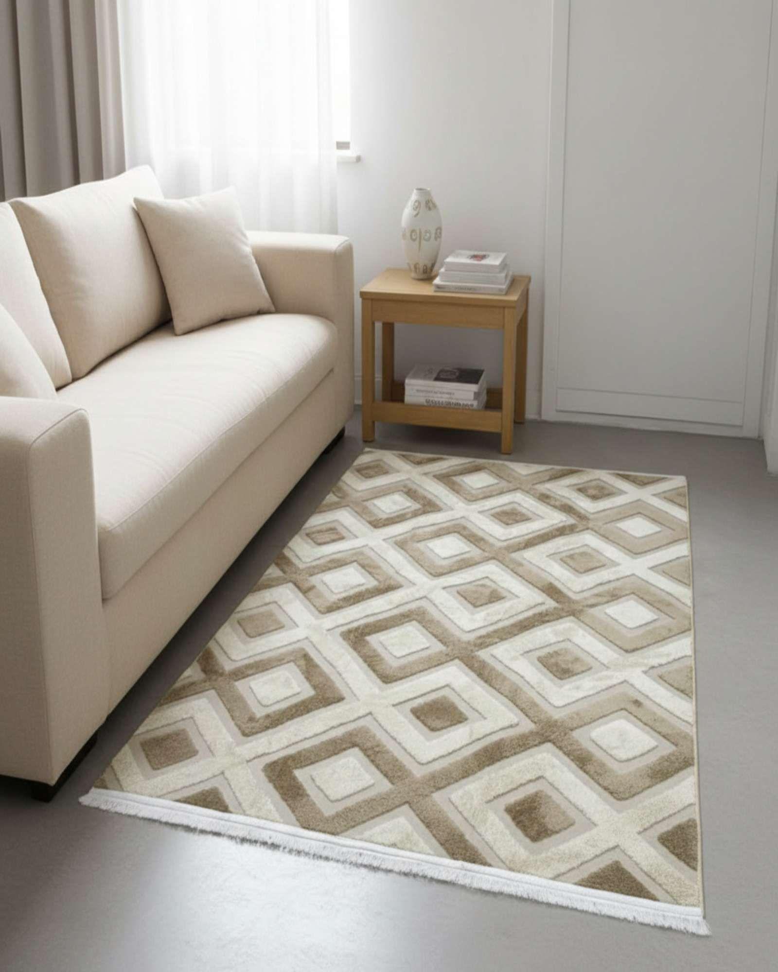 ALFOMBRA TEXTURIZADA DISEÑO JACQUARD ANTIDESLIZANTE 200X240 CMC A10-3