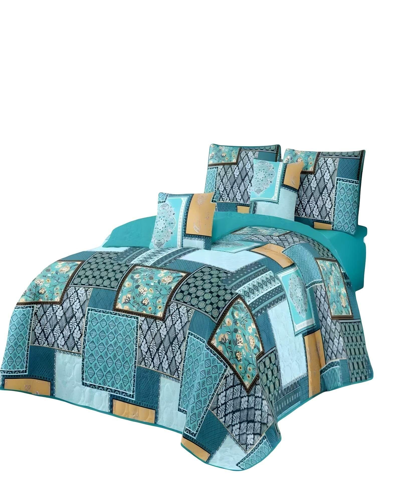 CUBRECAMA CON DISEÑOS  KING 250 X 270 CM + 2 ALMOHADAS P02-2