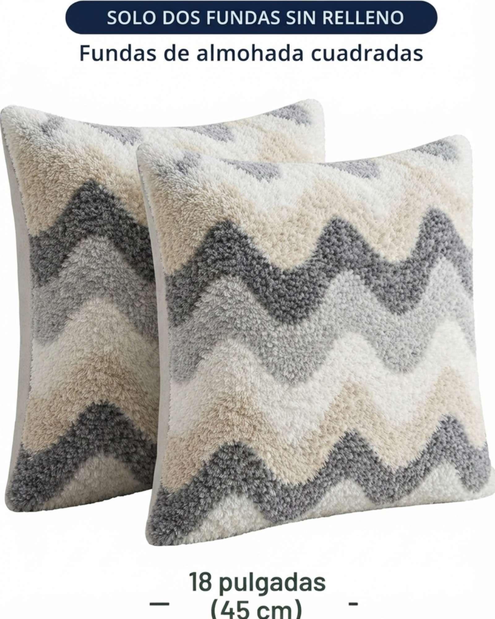 Pack De Fundas Decorativas Peludo Texturizada Con Ondas 4 Fundas-7