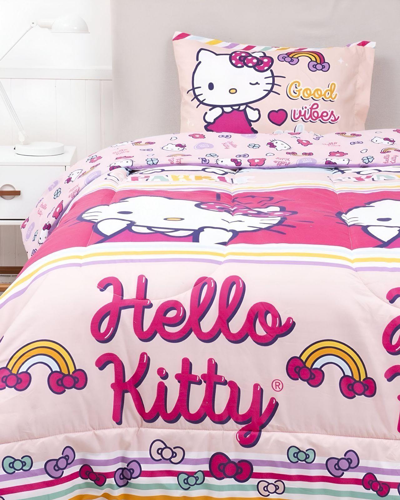 CUBRECAMA NORDICO RELLENO NIÑA HELLO KITTY PLAZA Y MEDIA-2