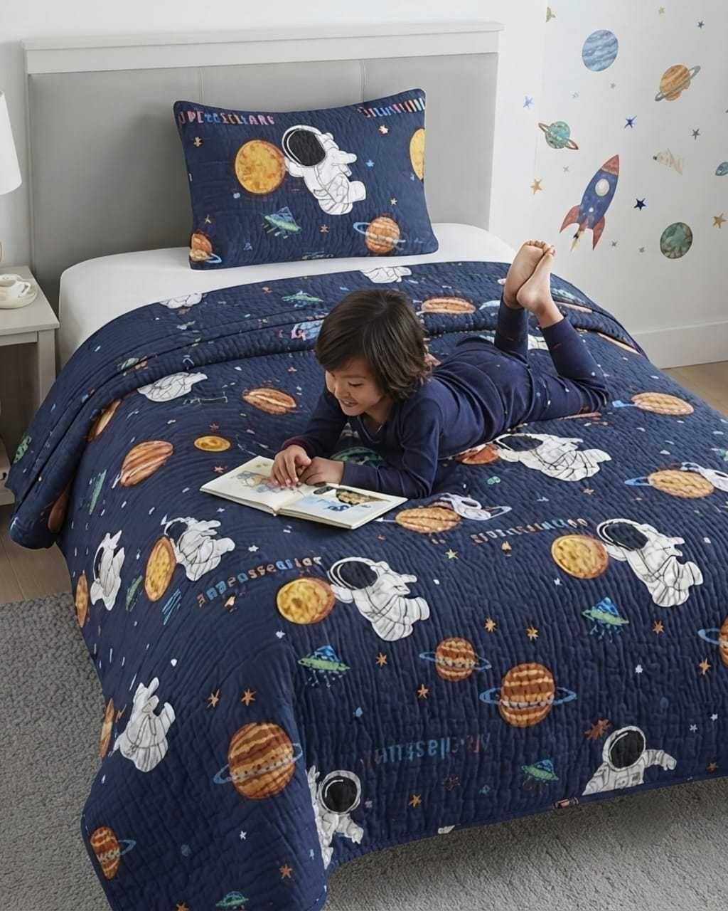 Cubrecama Quilt de Verano Plaza y Media Diseños Infantiles Mas Funda.-2