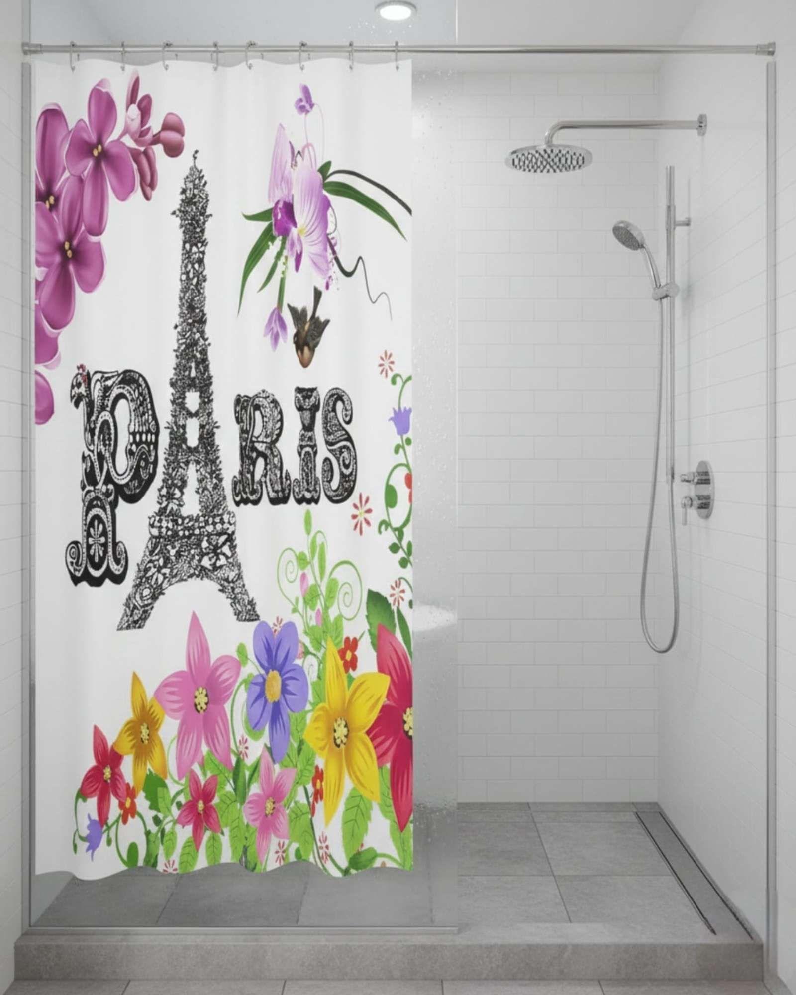 Juego de Cortina de Baño Tela Género + Forro Impermeable T8-1